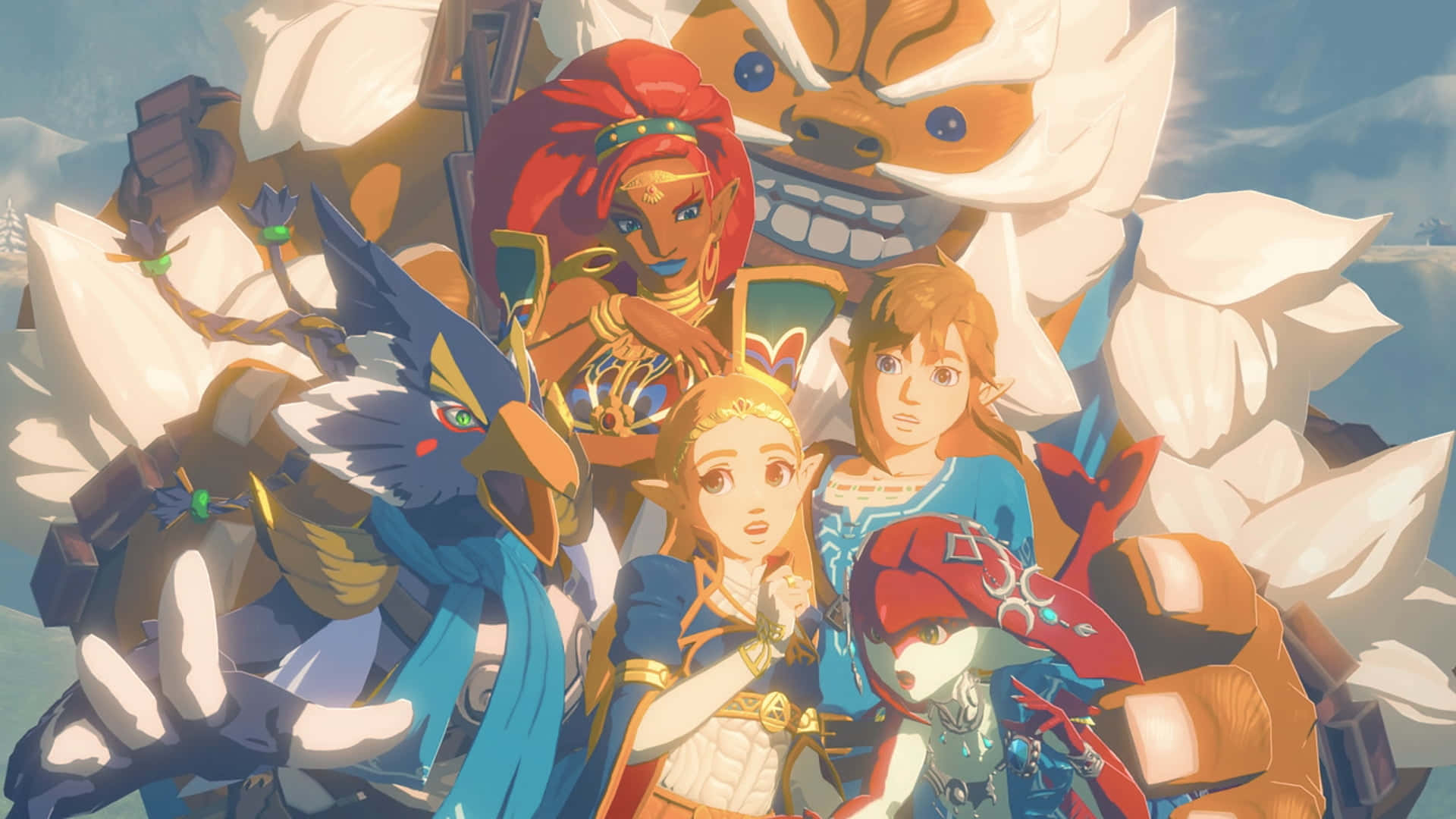 The Legend of Zelda, animated heroes, mythical creatures, Full HD Desktop Wallpaper