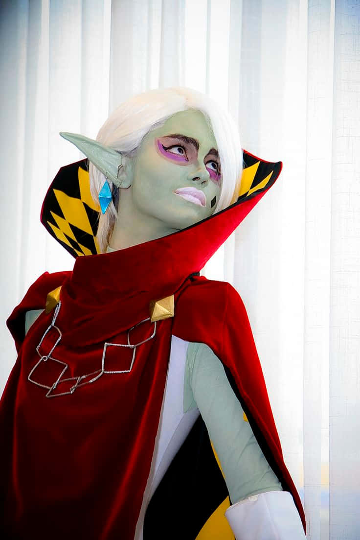 Ghirahim, green-skinned elf, white hair, SD Phone Wallpaper
