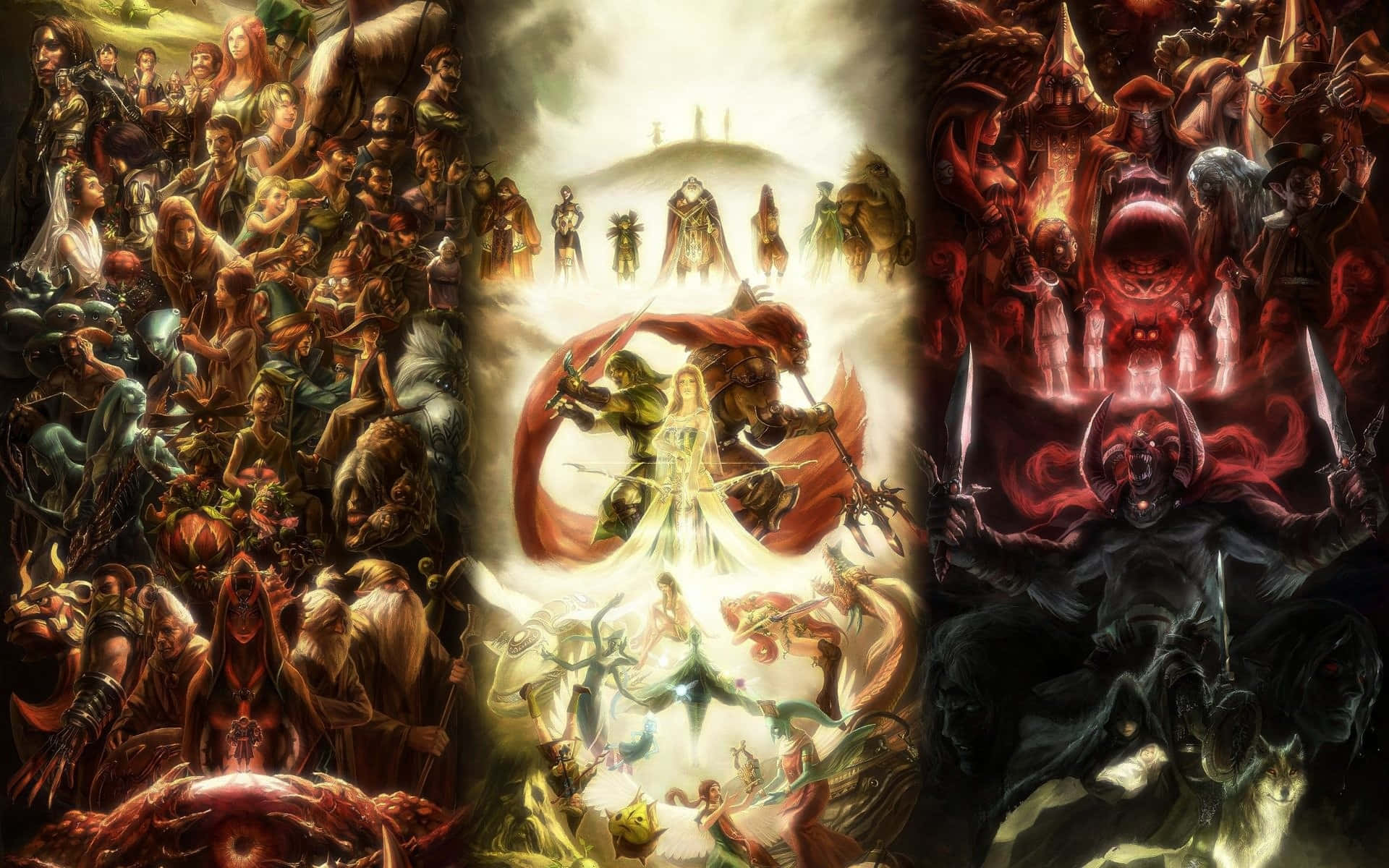 The Legend of Zelda, Hyrule, fantasy battle scene, Full HD Desktop Wallpaper
