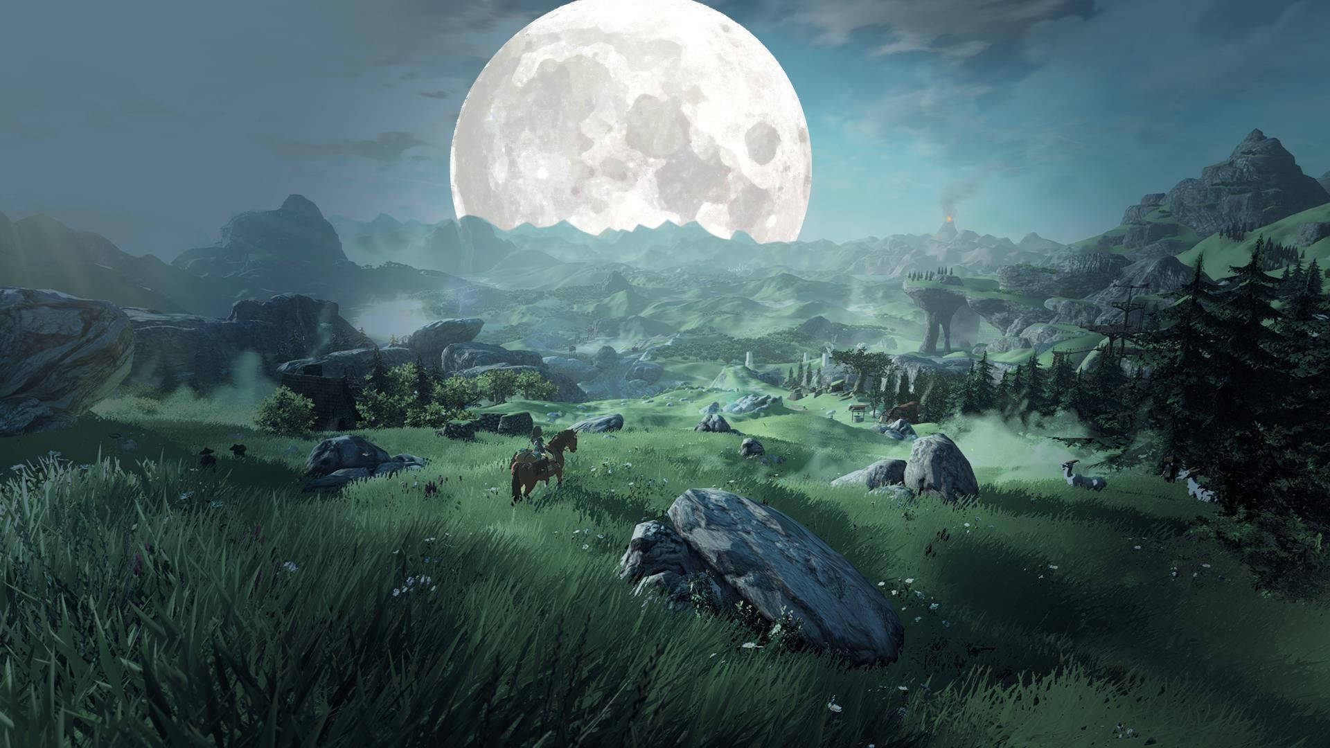 The Legend Of Zelda, full moon, misty moonlit valley, Full HD Desktop Wallpaper