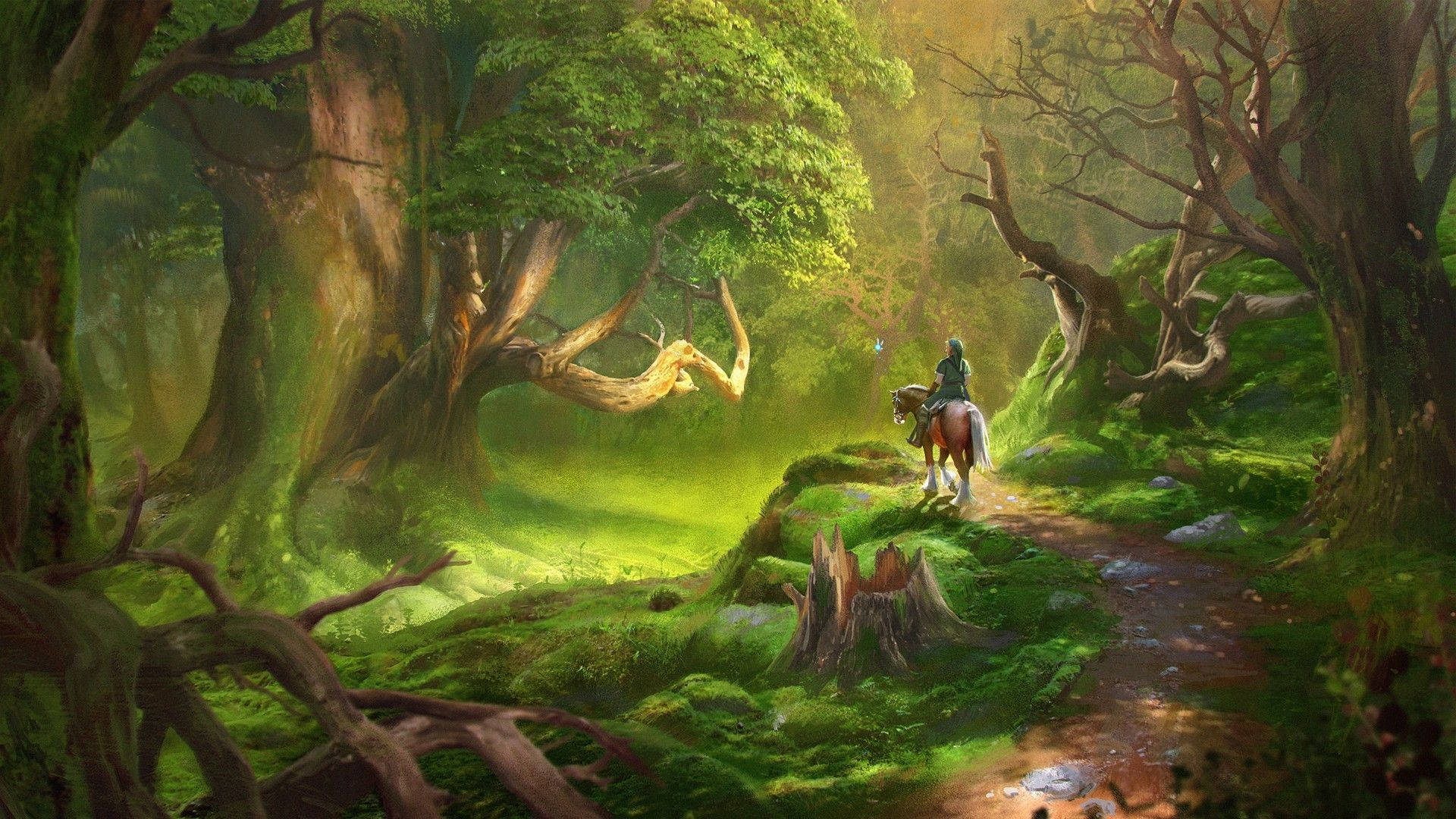The Legend of Zelda, Forest, lone knight, Full HD Desktop Wallpaper
