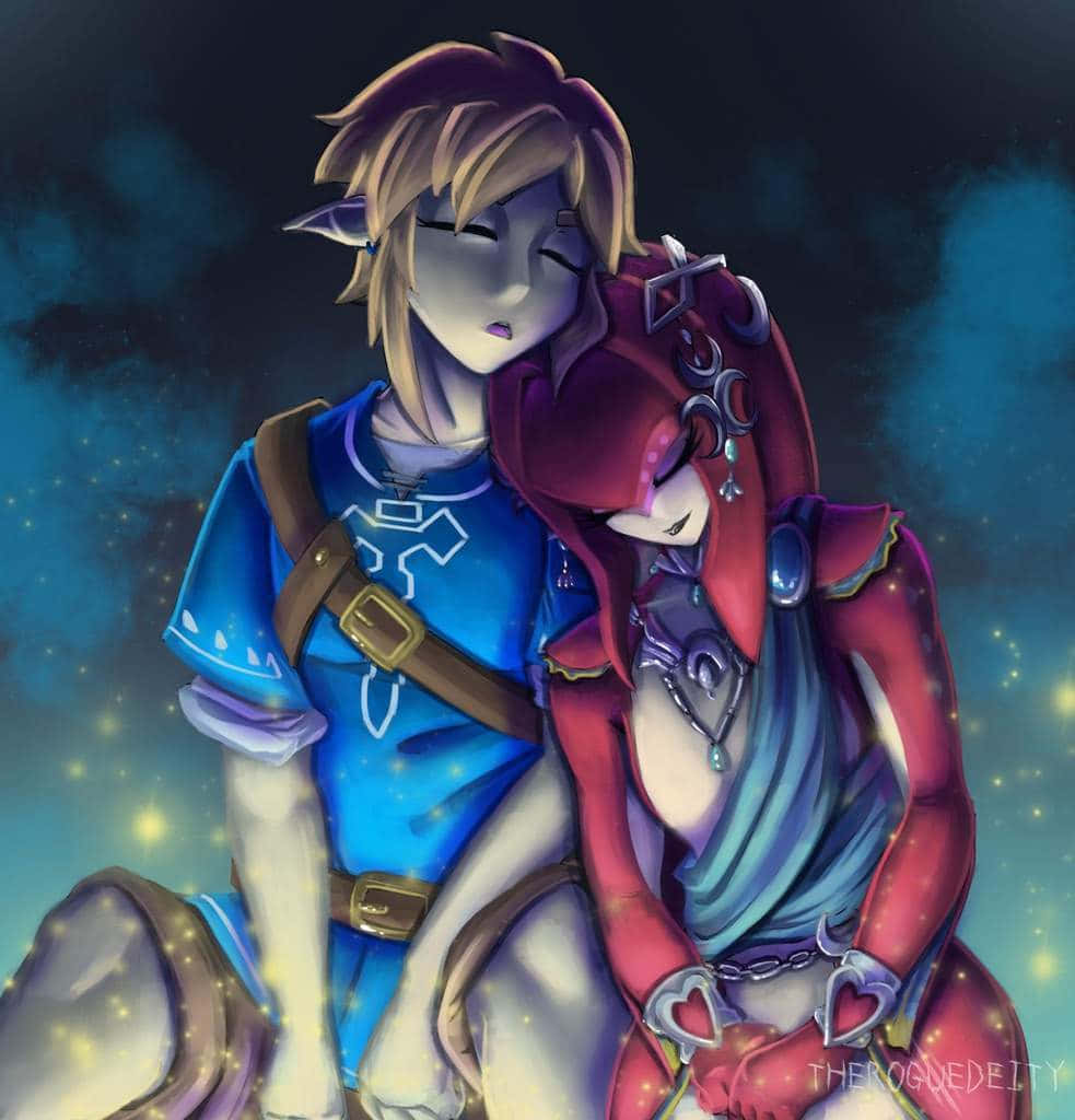 The Legend of Zelda, Mipha, starry cosmic backdrop, SD Phone Wallpaper