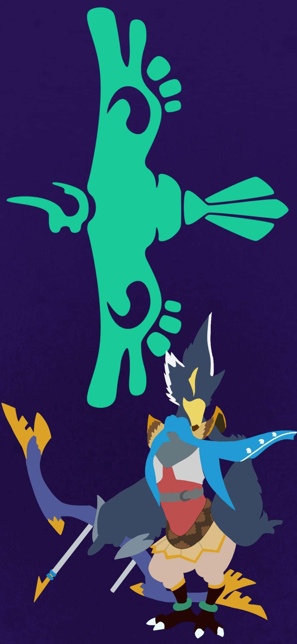 The Legend of Zelda, Revali, teal spirit figure, Full HD Phone Wallpaper
