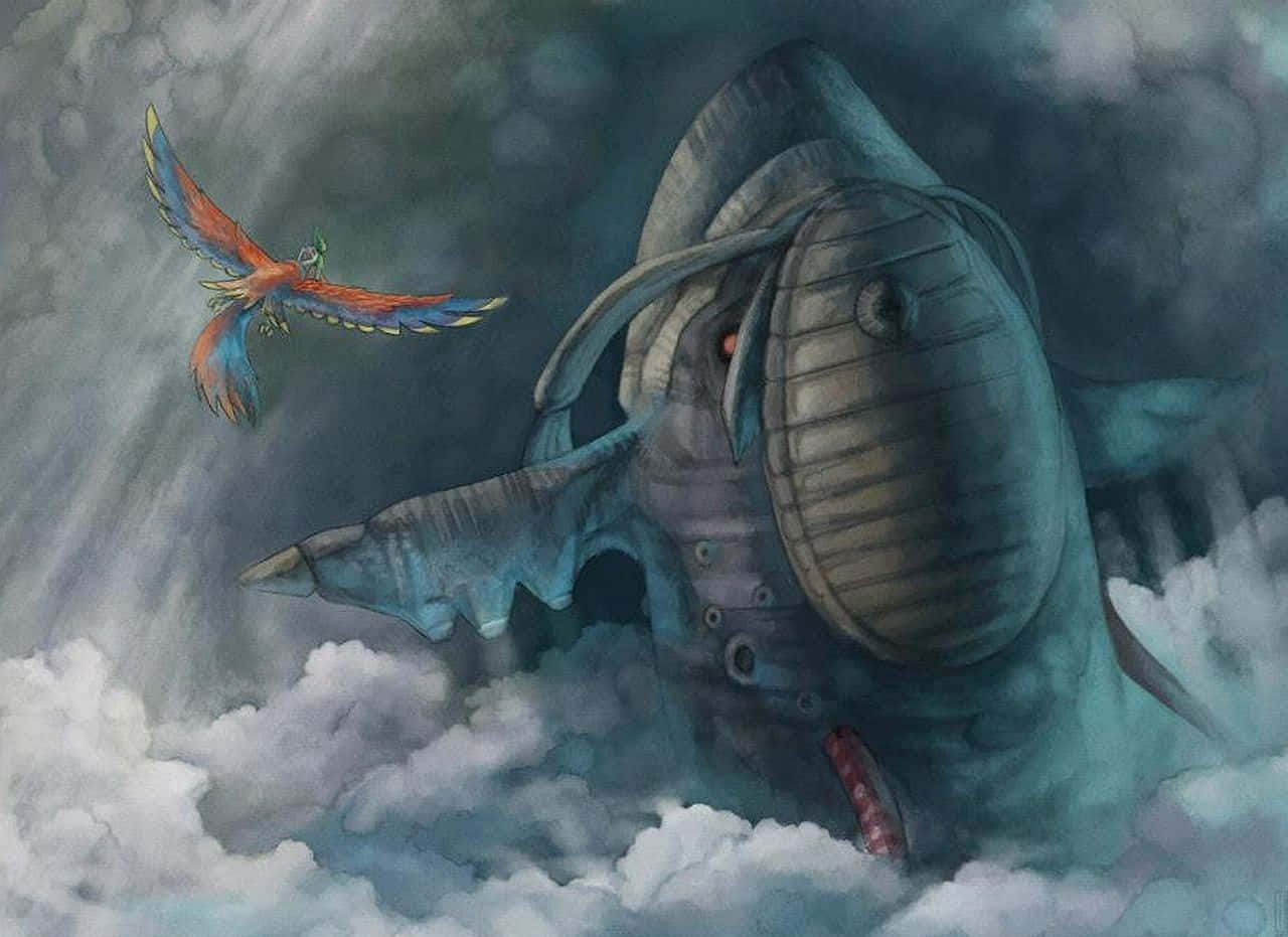 The Legend of Zelda: Skyward Sword, metallic whale, stormy clouds, HD Desktop Wallpaper