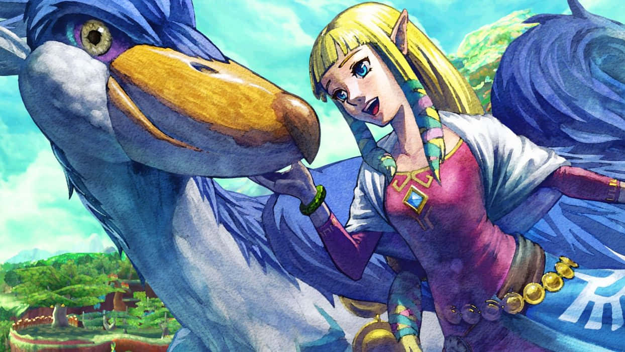 The Legend Of Zelda Skyward Sword, blonde elfin girl, pink top, SD Desktop Wallpaper