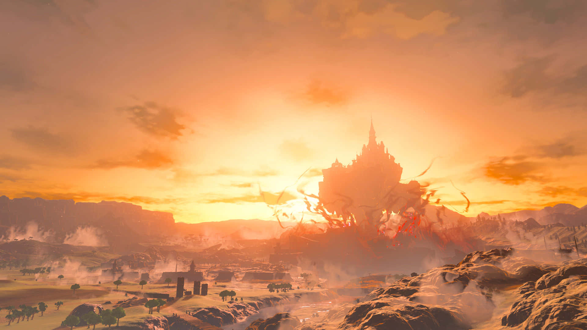 The Legend Of Zelda Tears Of The Kingdom, castle, misty desert, Full HD Desktop Wallpaper