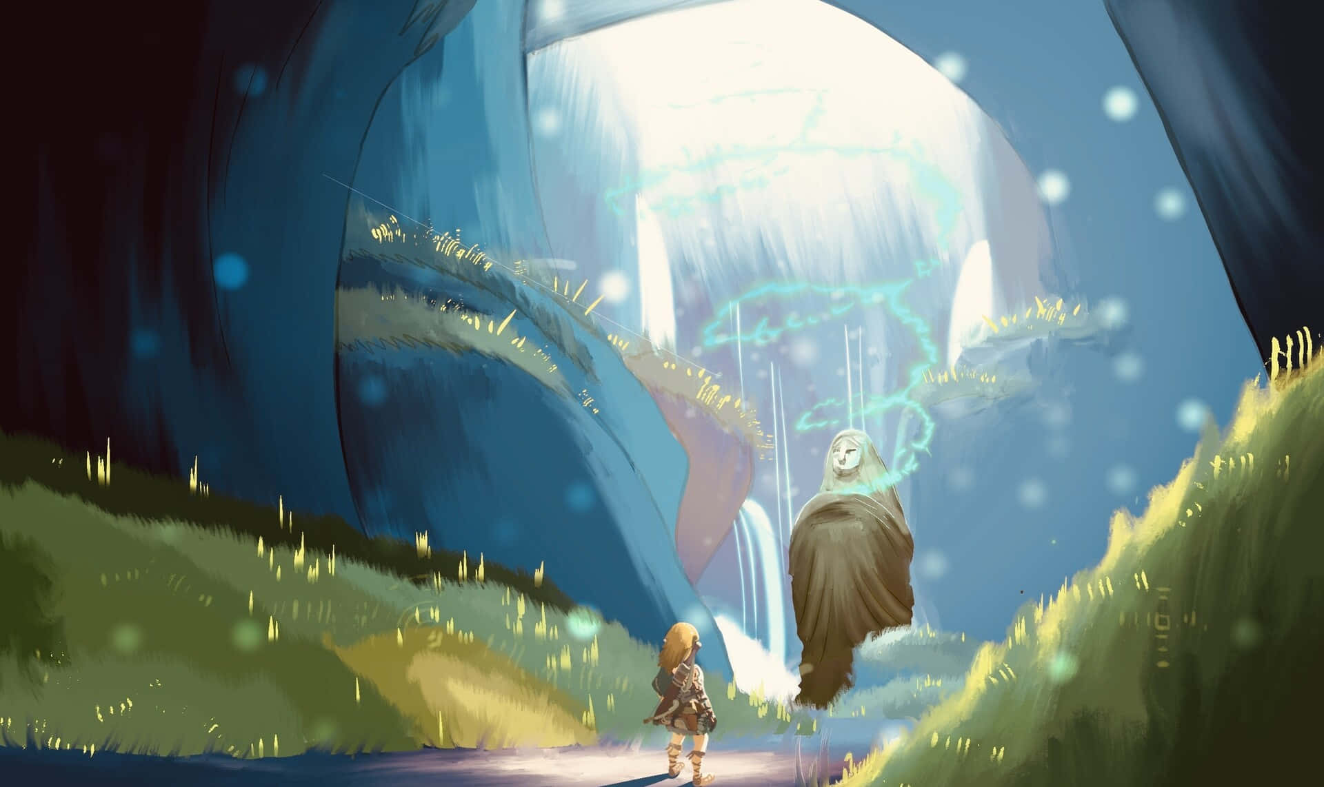 The Legend Of Zelda Tears Of The Kingdom, adventurer, glowing mystical figure, Full HD Desktop Wallpaper