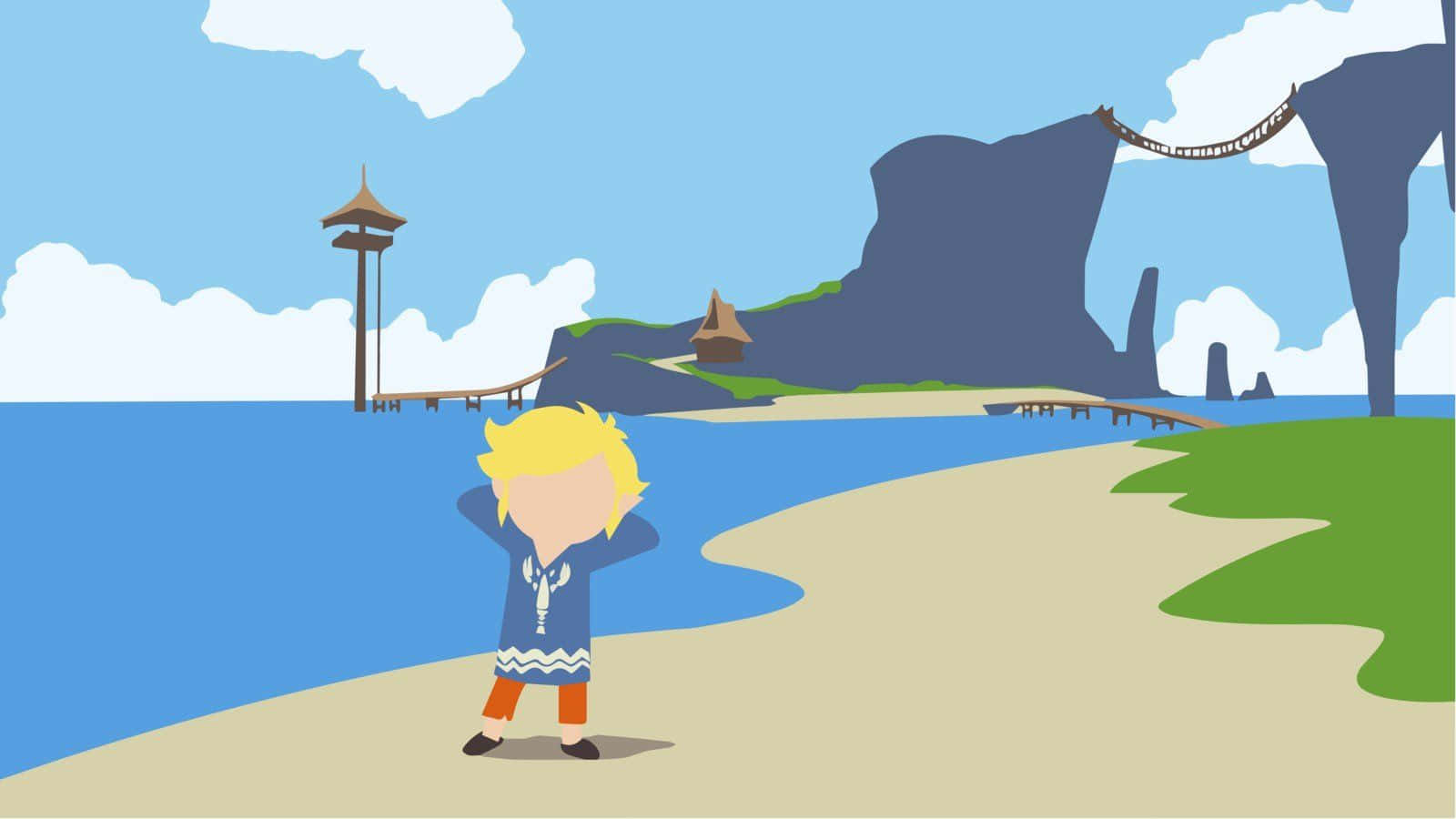 The Legend of Zelda: The Wind Waker, stylized cartoon boy, sandy beach, HD Desktop Wallpaper
