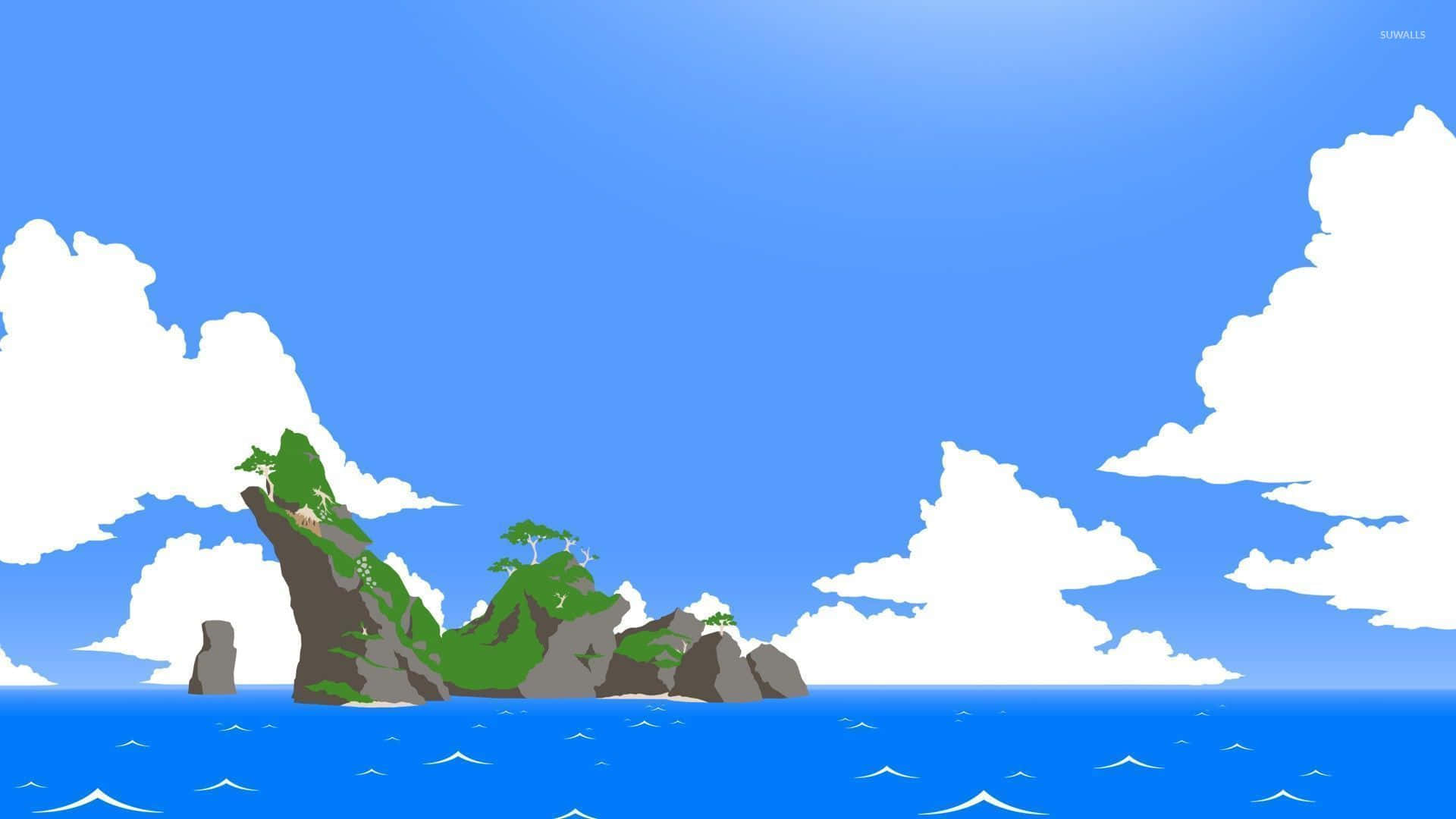 The Legend of Zelda: The Wind Waker, cartoon-style island, green trees, Full HD Desktop Wallpaper