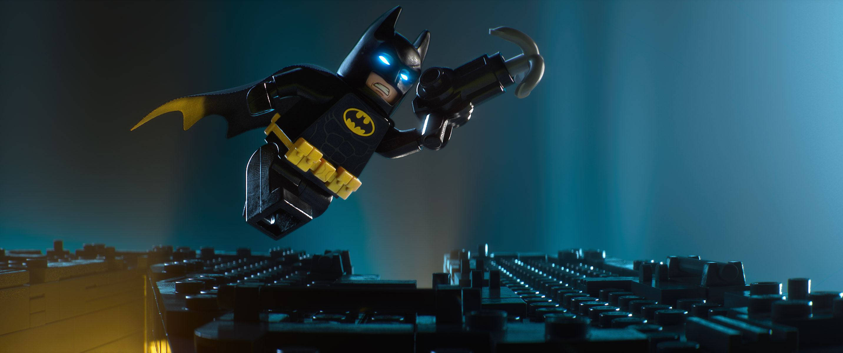 The Lego Batman Movie, LEGO Batman figure, grappling hook, 2K Desktop Wallpaper