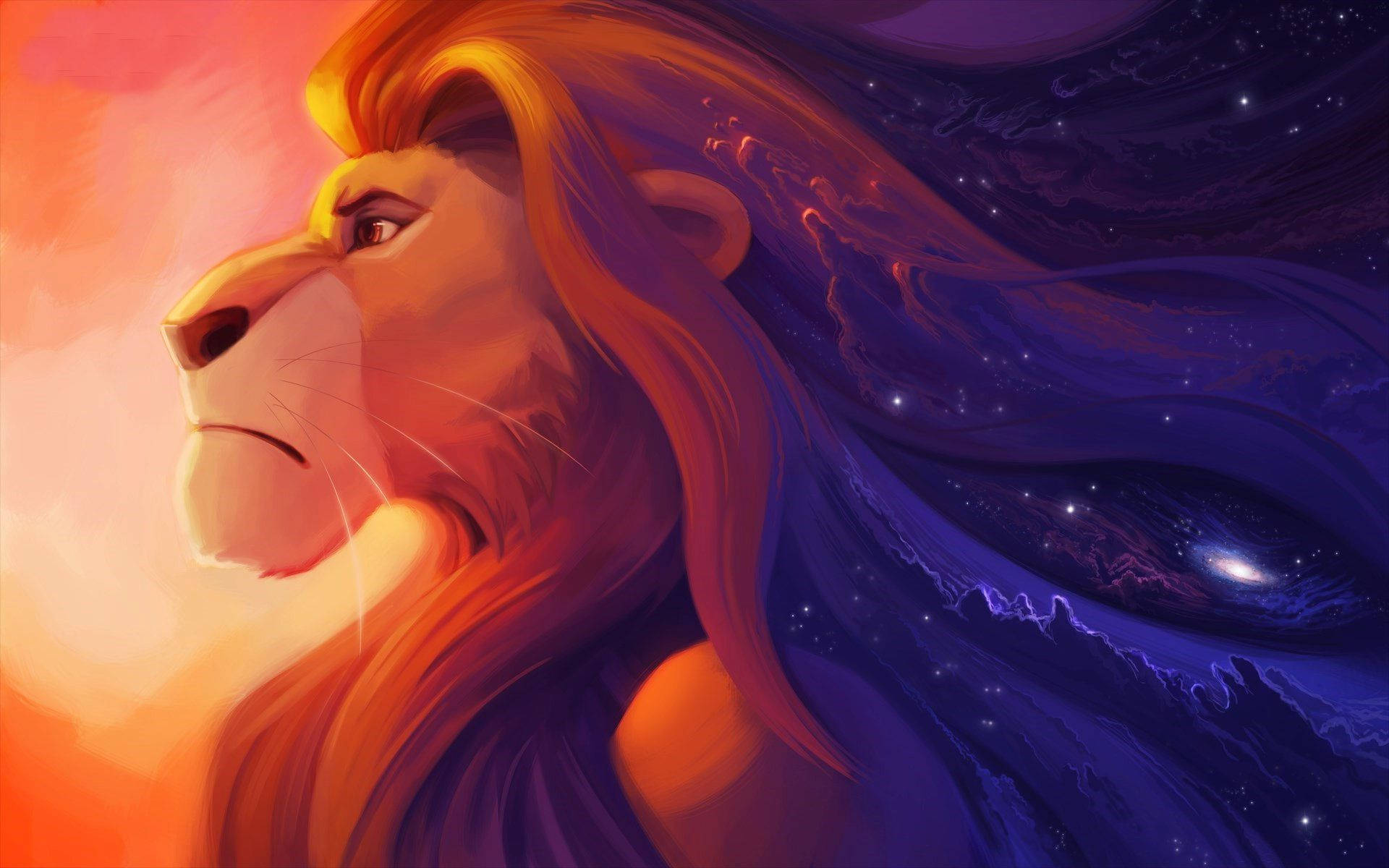 The Lion King, lion, cosmic galaxy swirl, Full HD Desktop Wallpaper