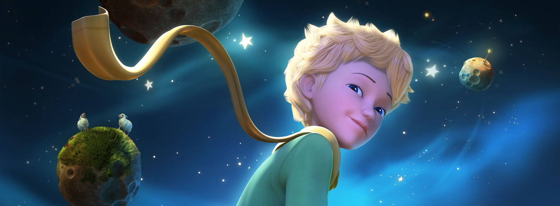 The Little Prince, golden hair, starry cosmic backdrop, HD Desktop Wallpaper