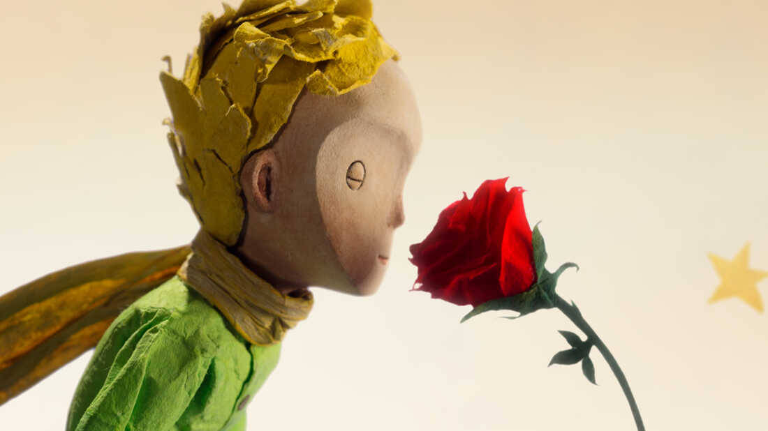 The Little Prince, golden hair, vibrant red rose, SD Desktop Wallpaper