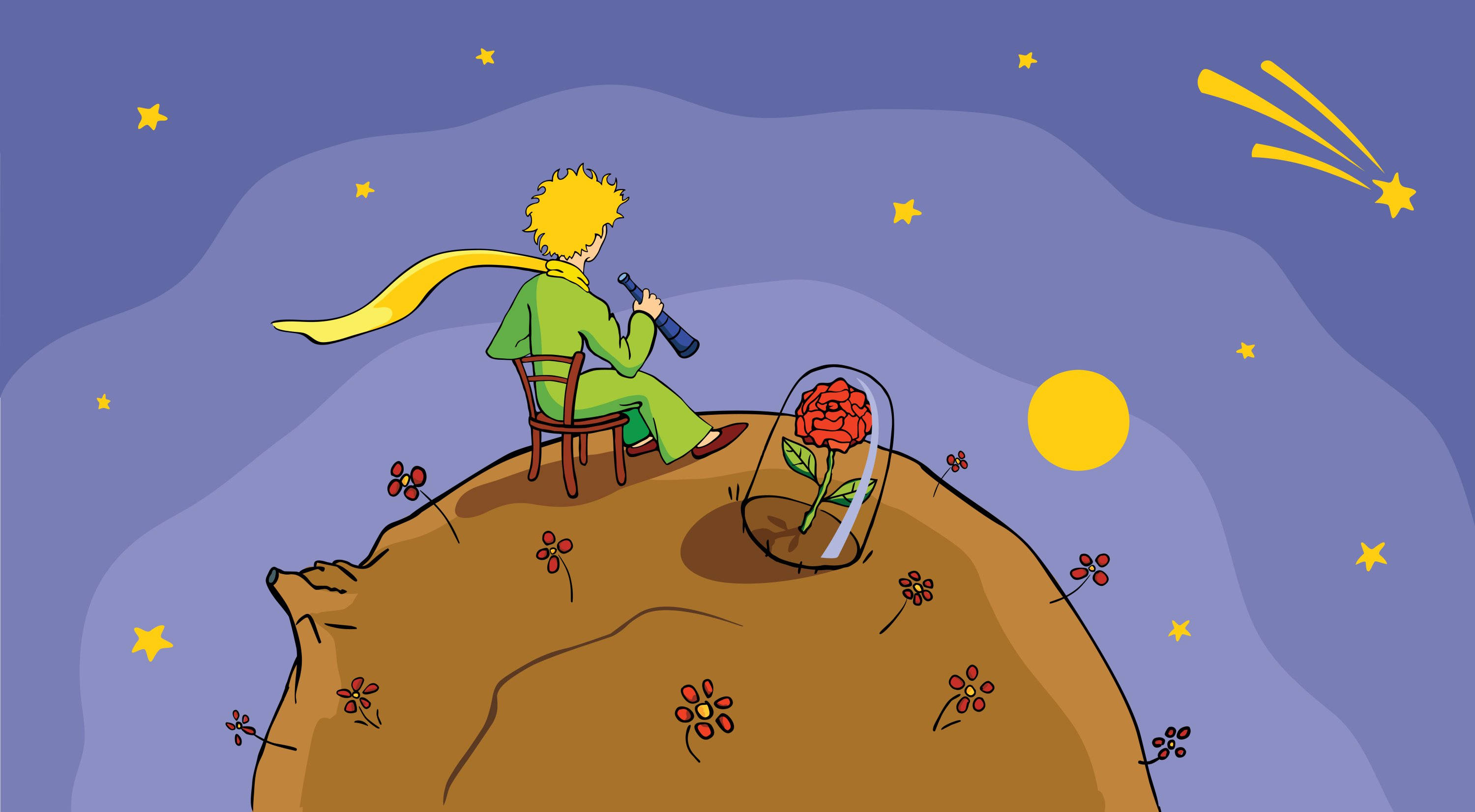 The Little Prince, green, rocky planet, 2K Desktop Wallpaper
