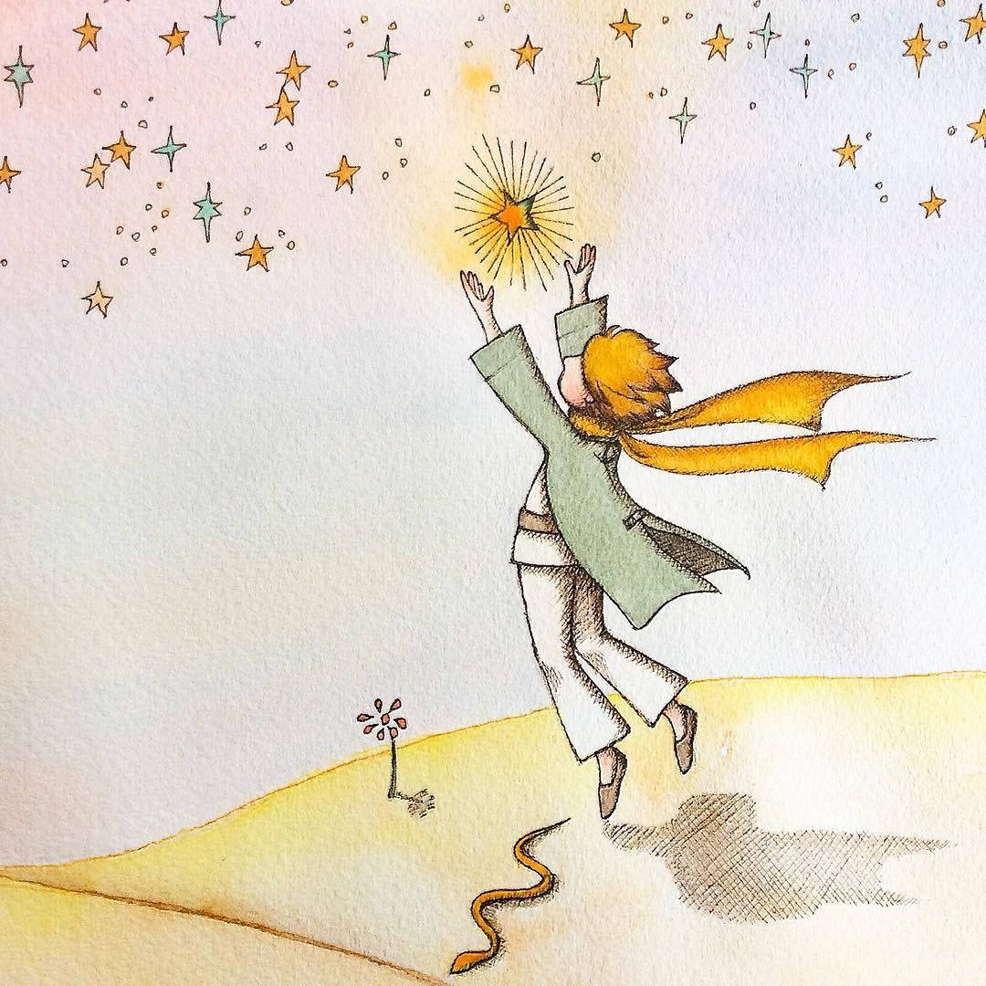 The Little Prince, green coat, yellow hill, SD Desktop Wallpaper