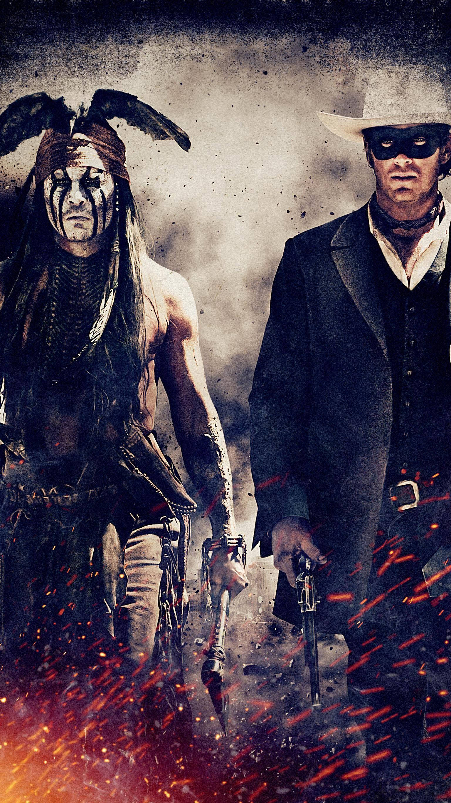 The Lone Ranger, masked cowboy, Native American, 2K Phone Wallpaper