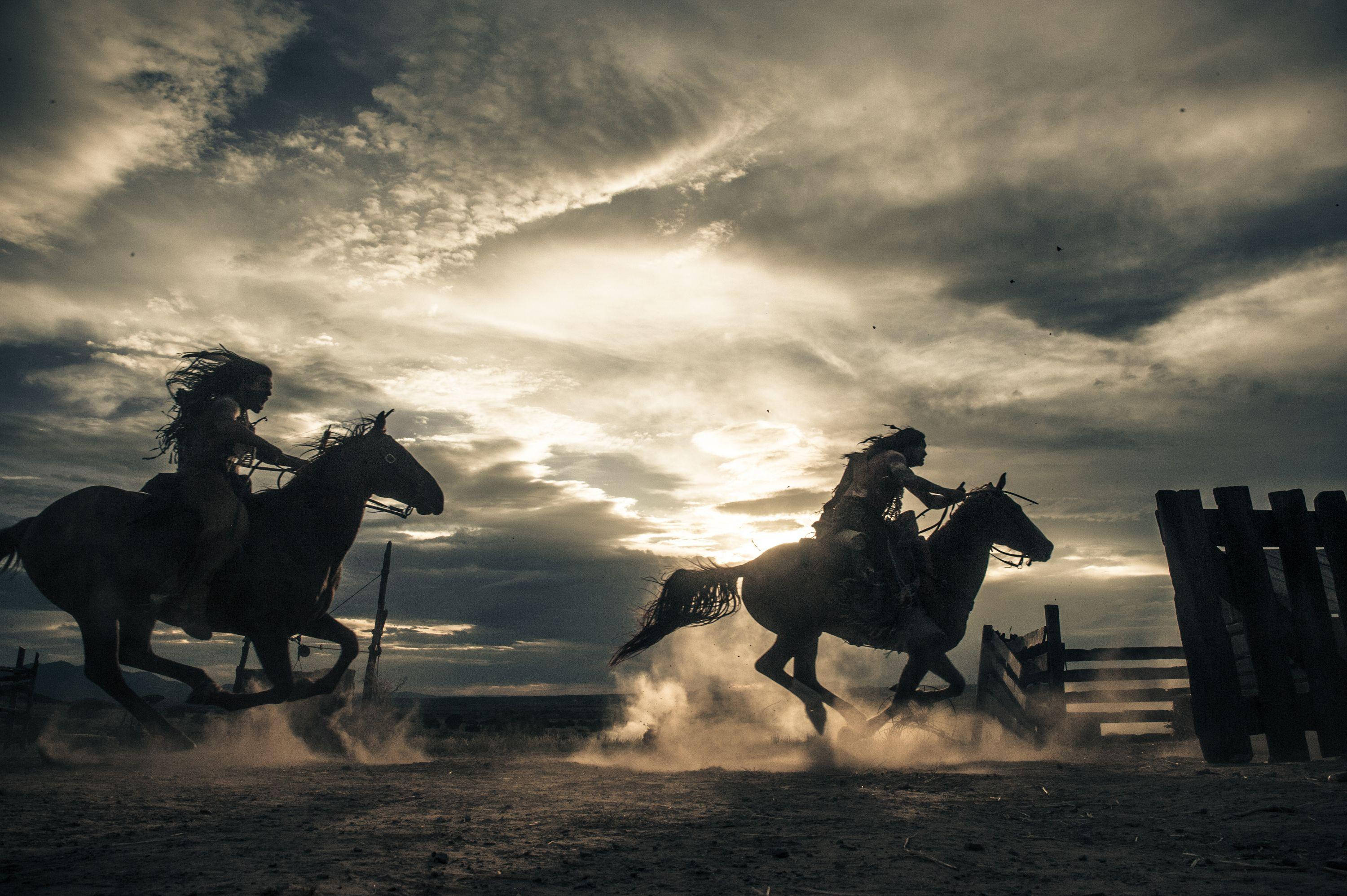The Lone Ranger, silhouette, galloping horses, 2K Desktop Wallpaper