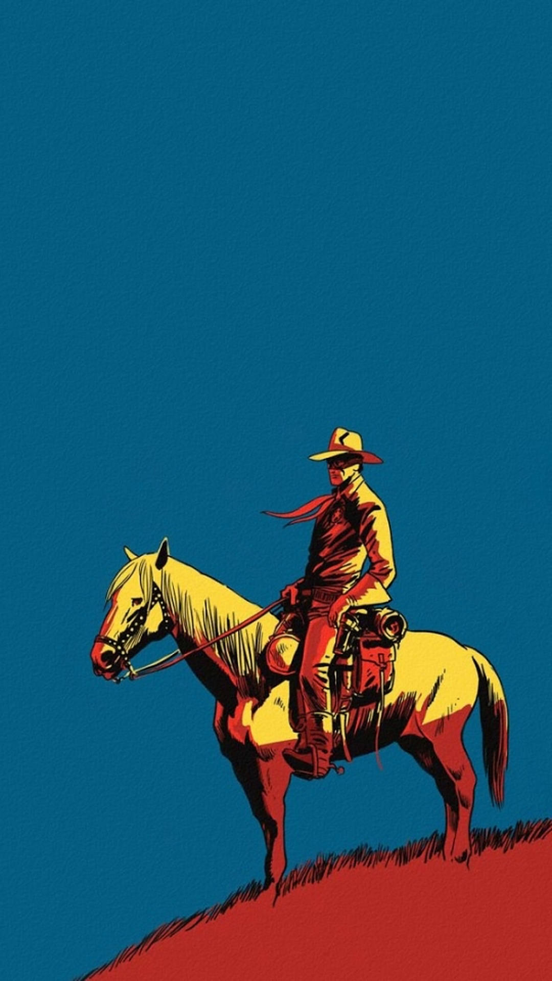 The Lone Ranger, red grass, red hill, Full HD Phone Wallpaper