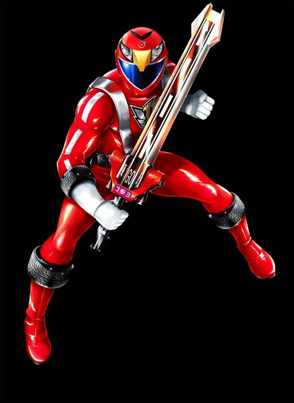 Red Ranger, red armored superhero, large silver sword, HD Phone Wallpaper
