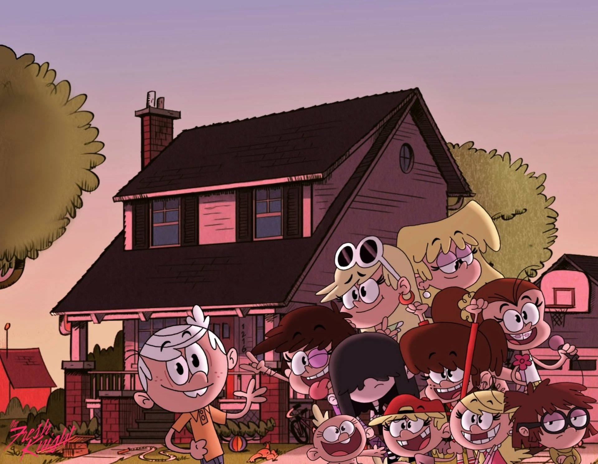 The Loud House, family portrait, sunset, Full HD Desktop Wallpaper