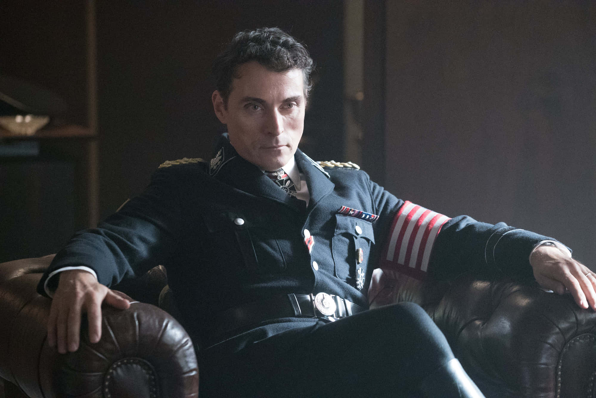 The Man In The High Castle, dark military uniform, red stripes, Full HD Desktop Wallpaper