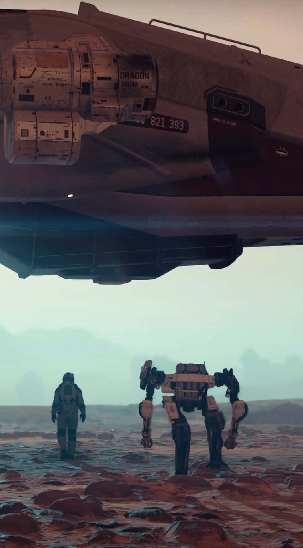 Starfield, astronaut, mechanical walker, Full HD Phone Wallpaper