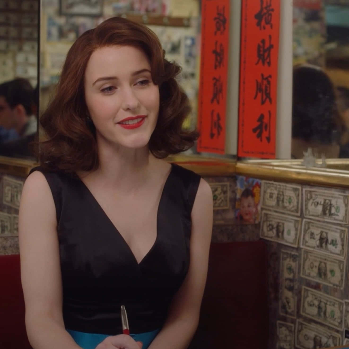 The Marvelous Mrs Maisel, red hair, red lipstick, HD Desktop Wallpaper