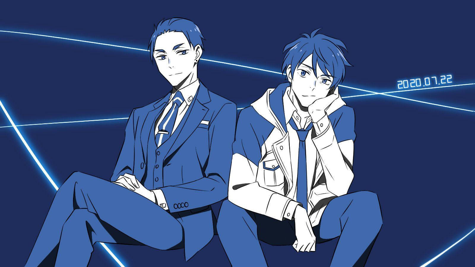 The Millionaire Detective, anime boys, blue suits, HD Desktop Wallpaper