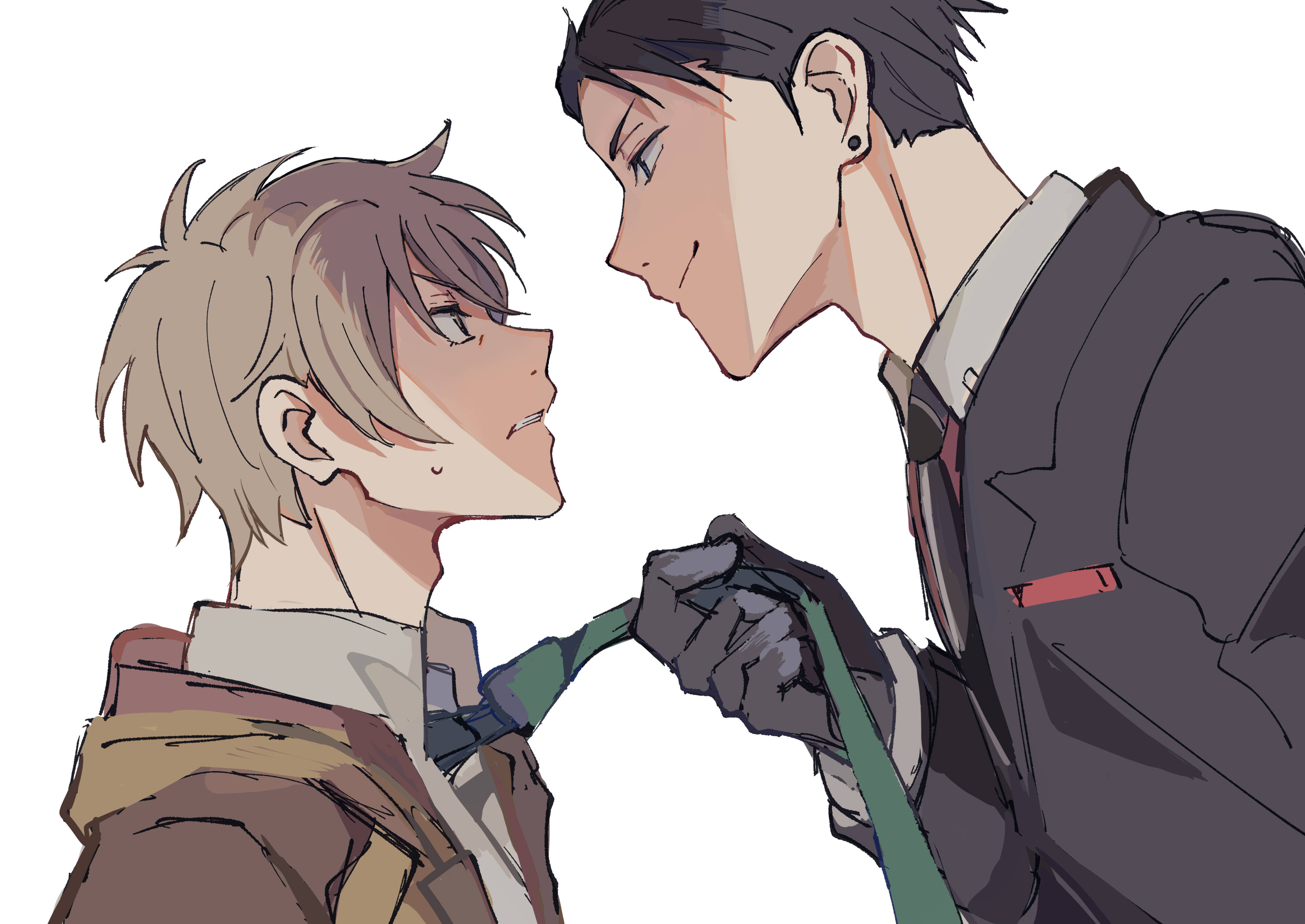 The Millionaire Detective, anime boys, adjusting the other's tie, 4K Desktop Wallpaper
