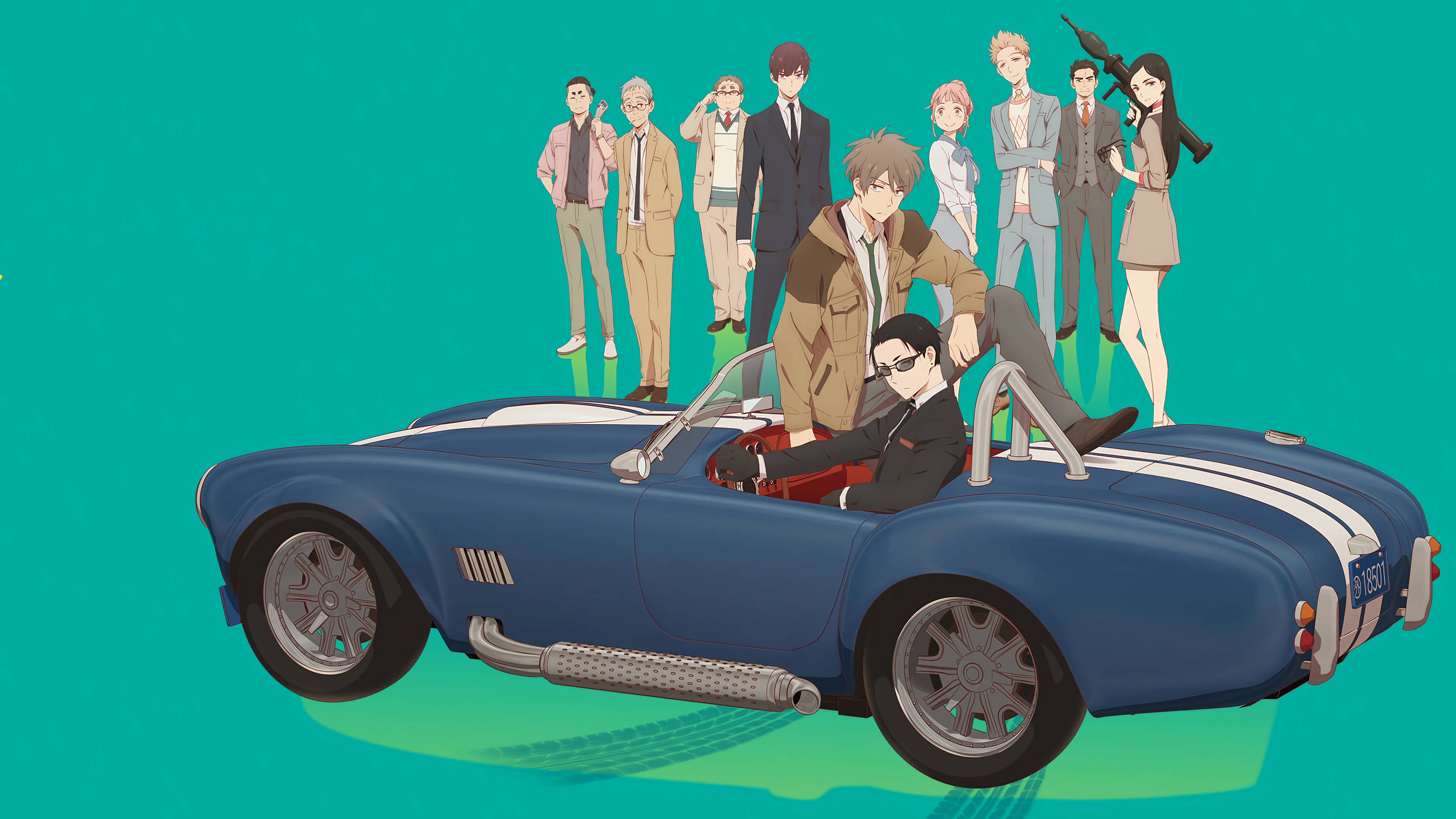 The Millionaire Detective, blue classic sports car, man driving, 5K Desktop Wallpaper