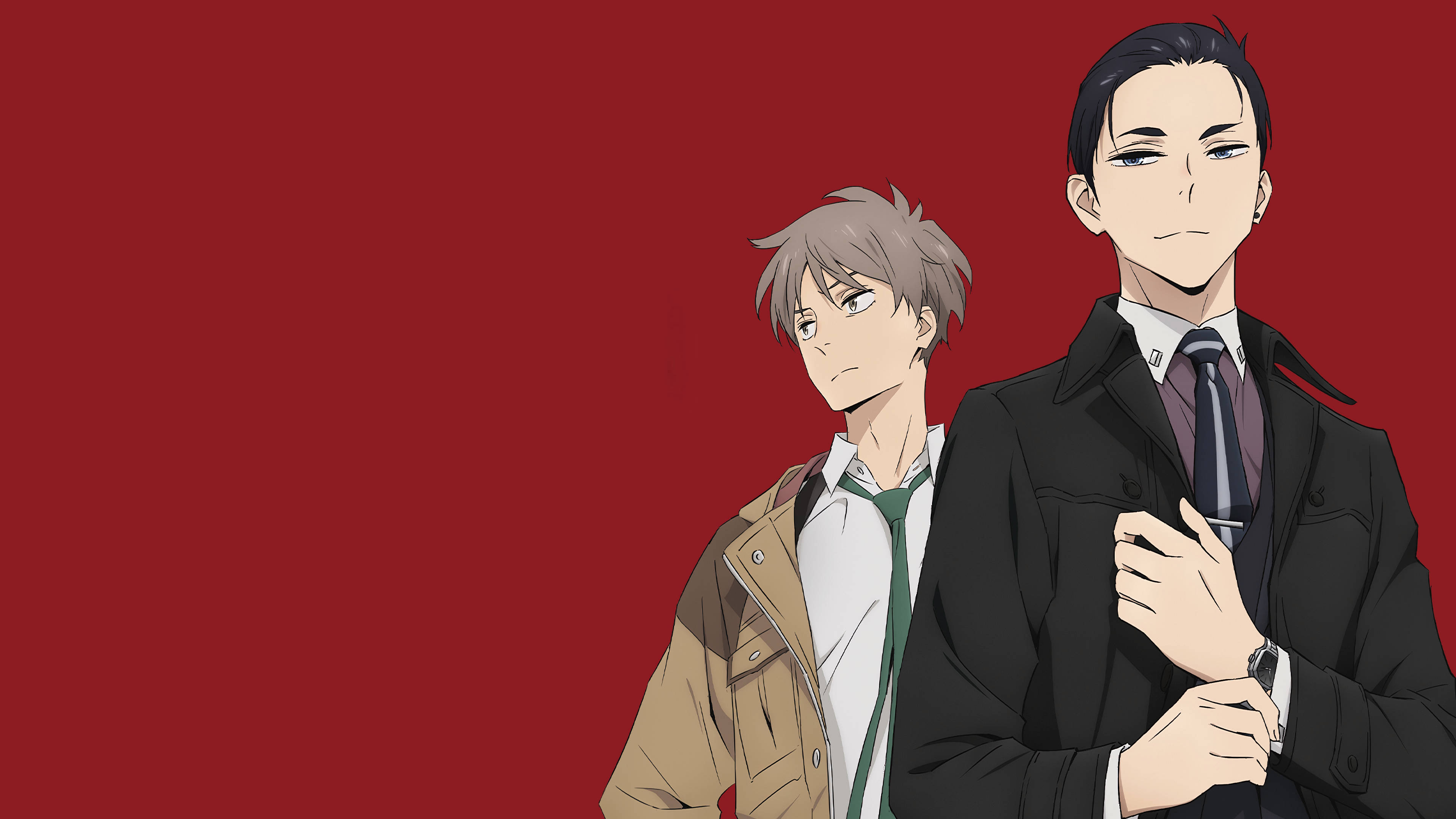 The Millionaire Detective, red, tan jacket, 4K Desktop Wallpaper