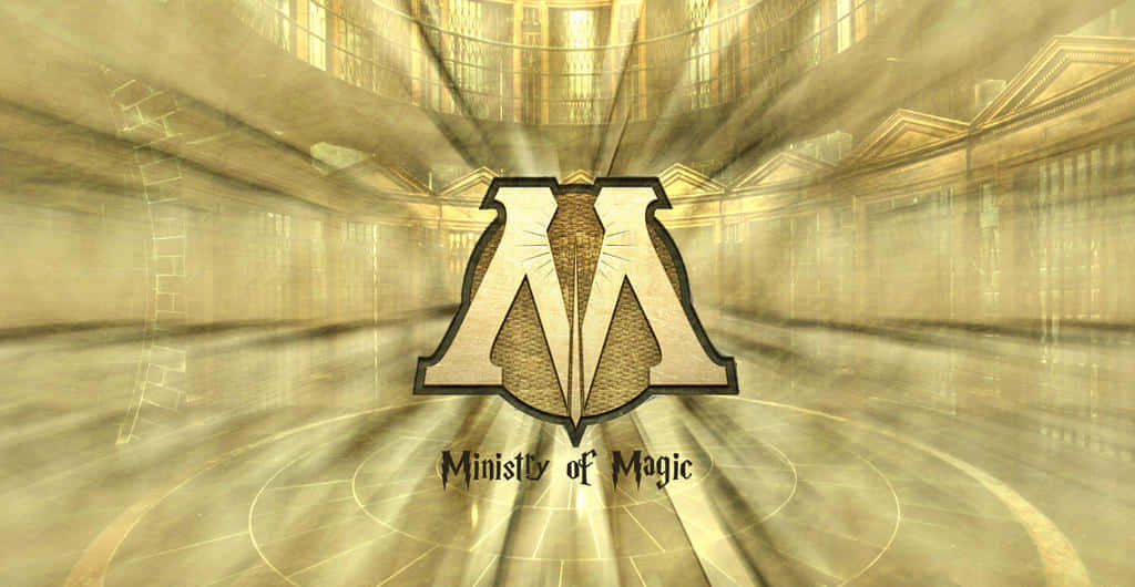 The Ministry of Magic, golden Ministry of Magic logo, circular floor, SD Desktop Wallpaper