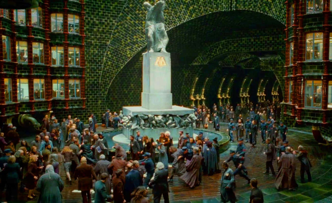 The Ministry of Magic, atrium, statue fountain, HD Desktop Wallpaper