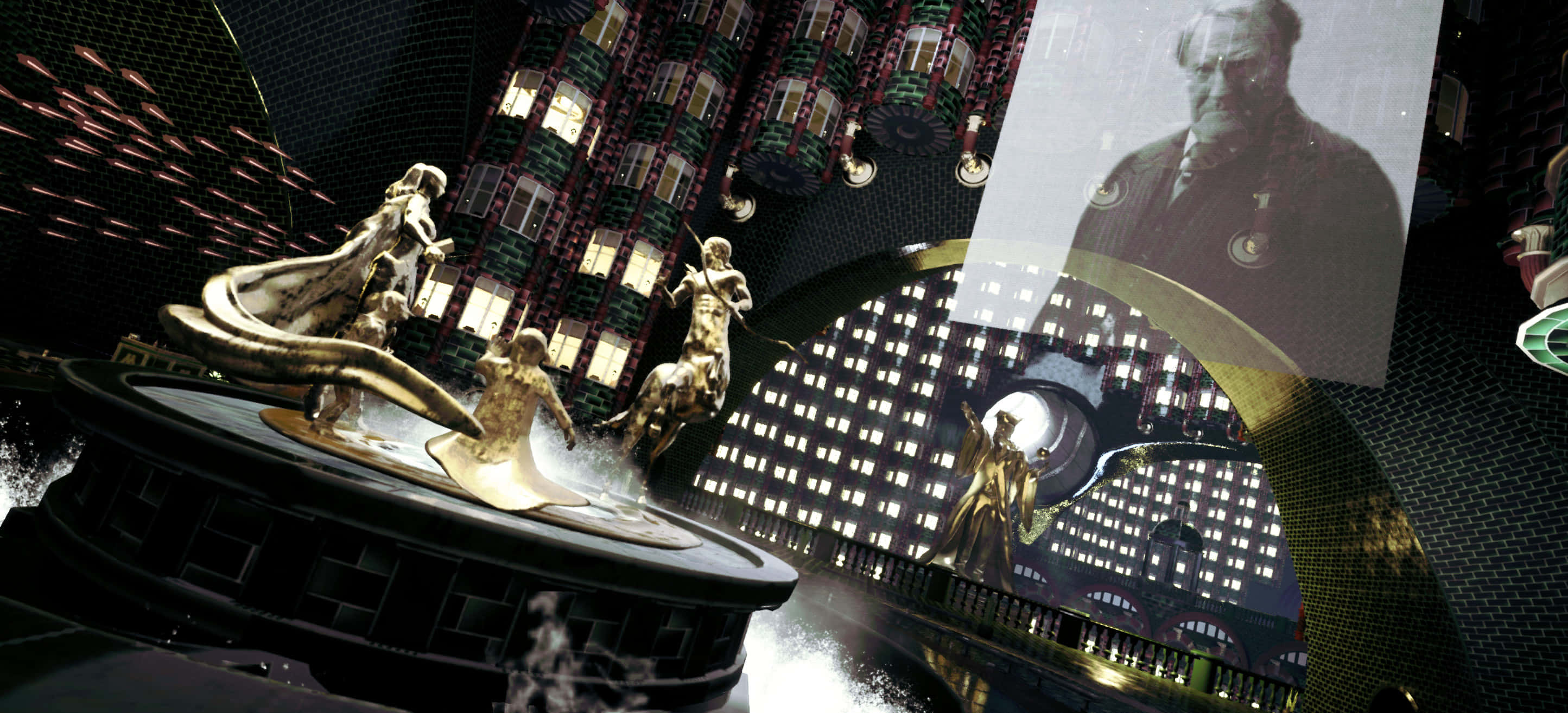 The Ministry Of Magic, golden statues, dynamic poses, 2K Desktop Wallpaper