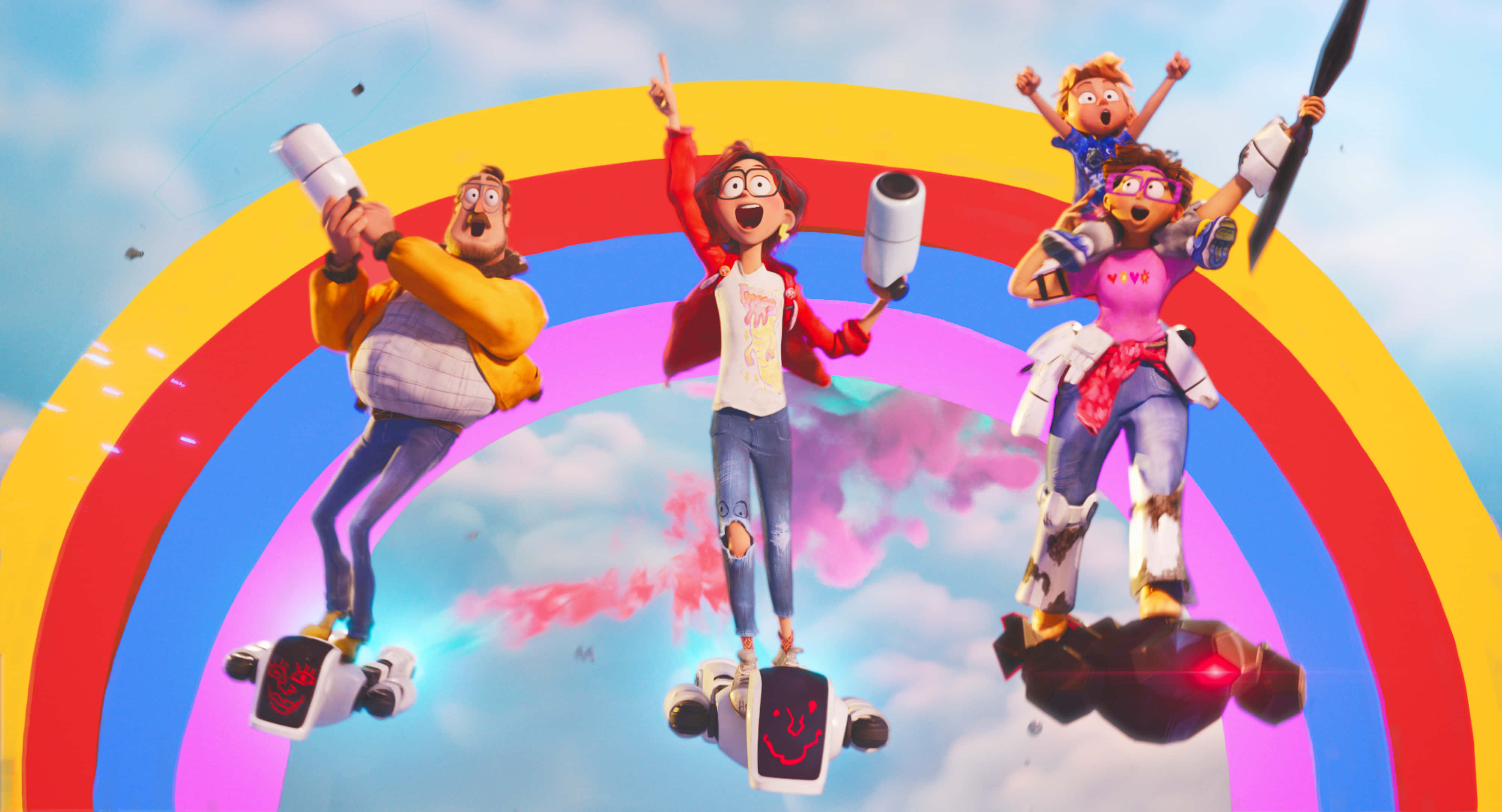 The Mitchells Vs The Machines, hoverboards, rainbow, 4K Desktop Wallpaper