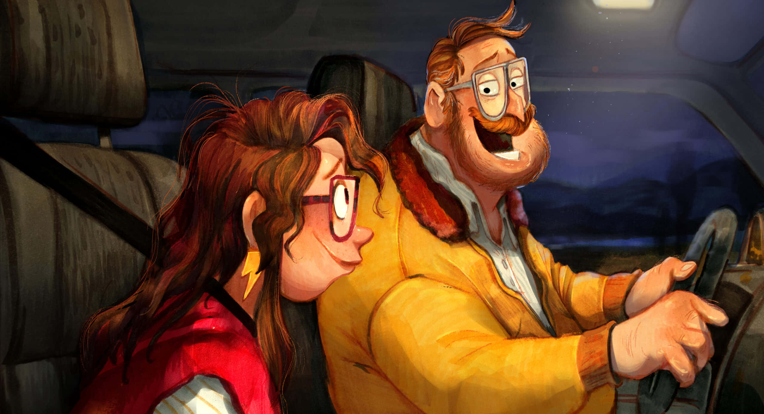 The Mitchells Vs The Machines, family roadtrip, car ride, 2K Desktop Wallpaper