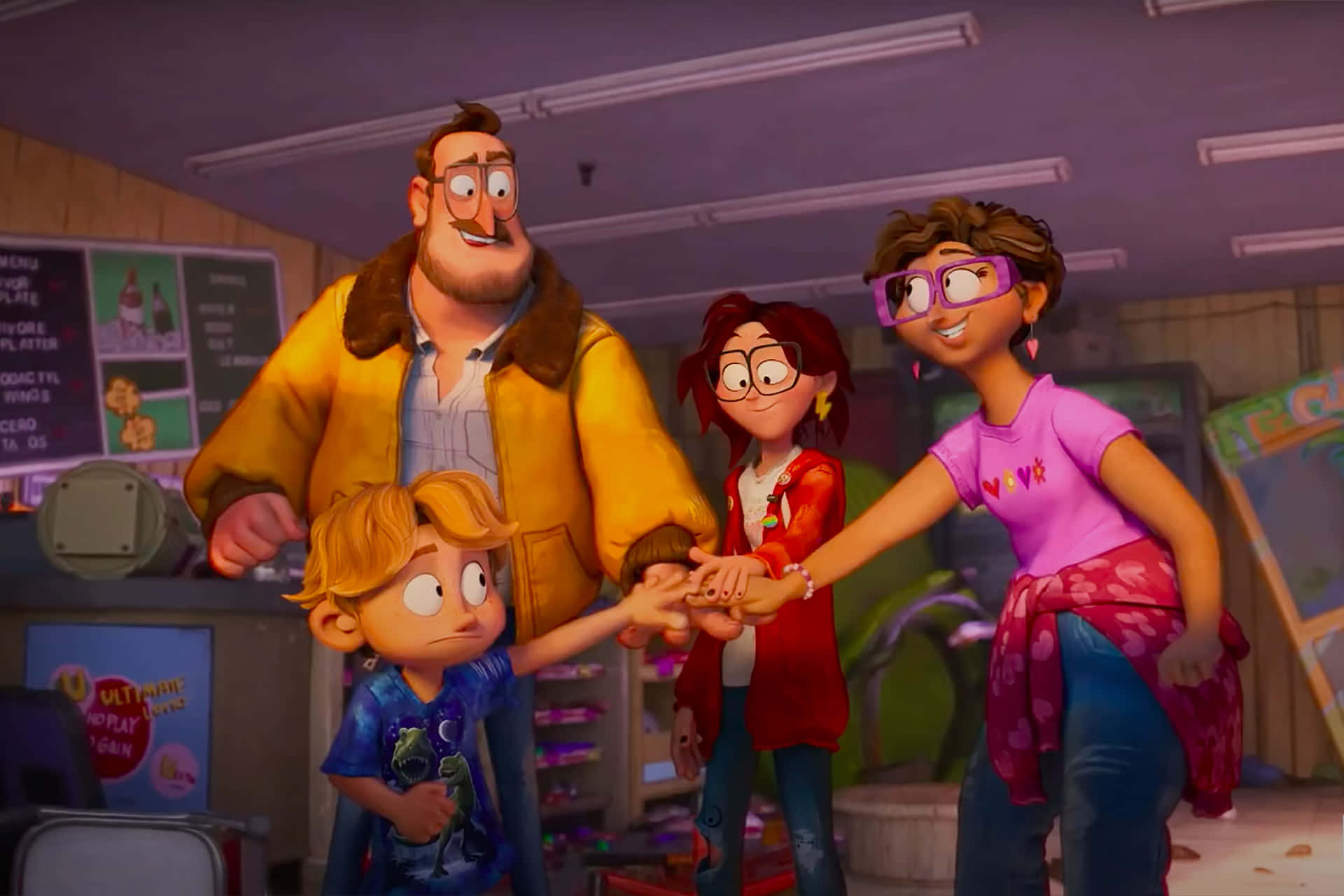Mitchells, family teamwork, animated characters, Full HD Desktop Wallpaper