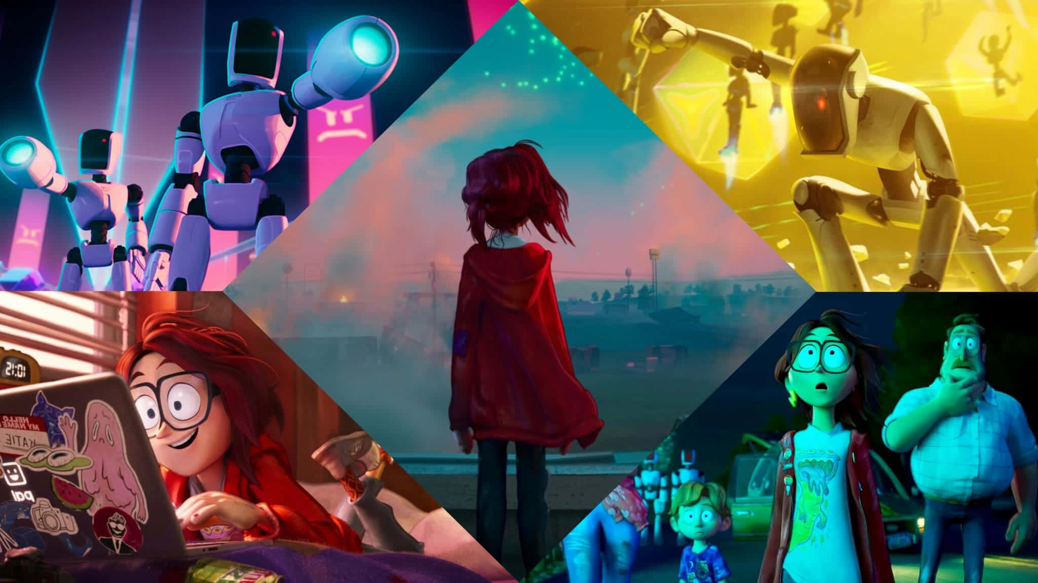 The Mitchells Vs The Machines, robots, animated scenes, Full HD Desktop Wallpaper