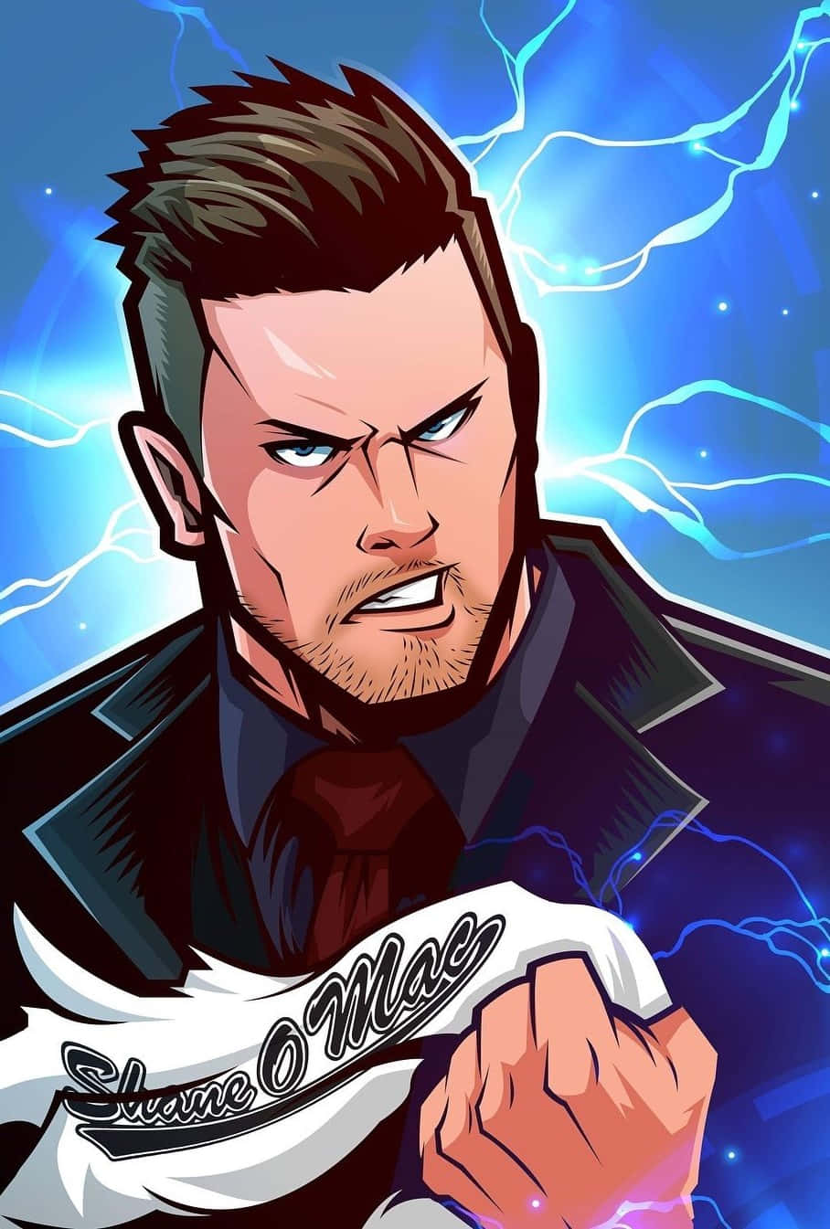 The Miz, anime-style, glowing blue lightning, HD Phone Wallpaper