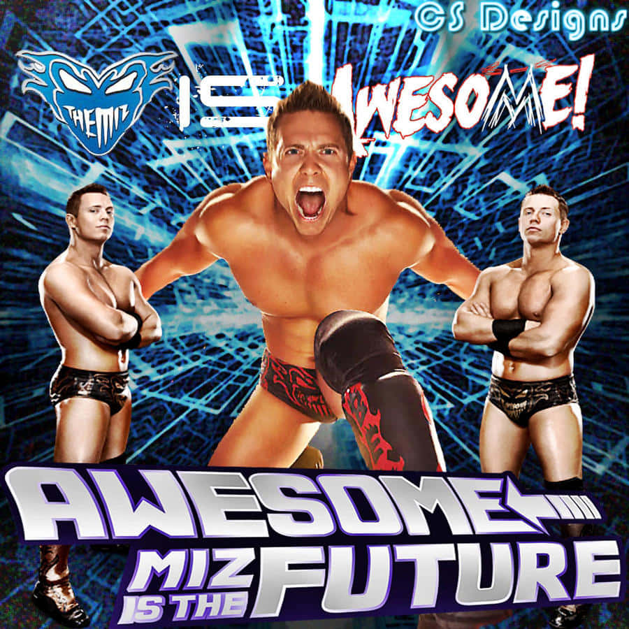 The Miz, glowing blue digital background, Miz is Awesome, SD Desktop Wallpaper