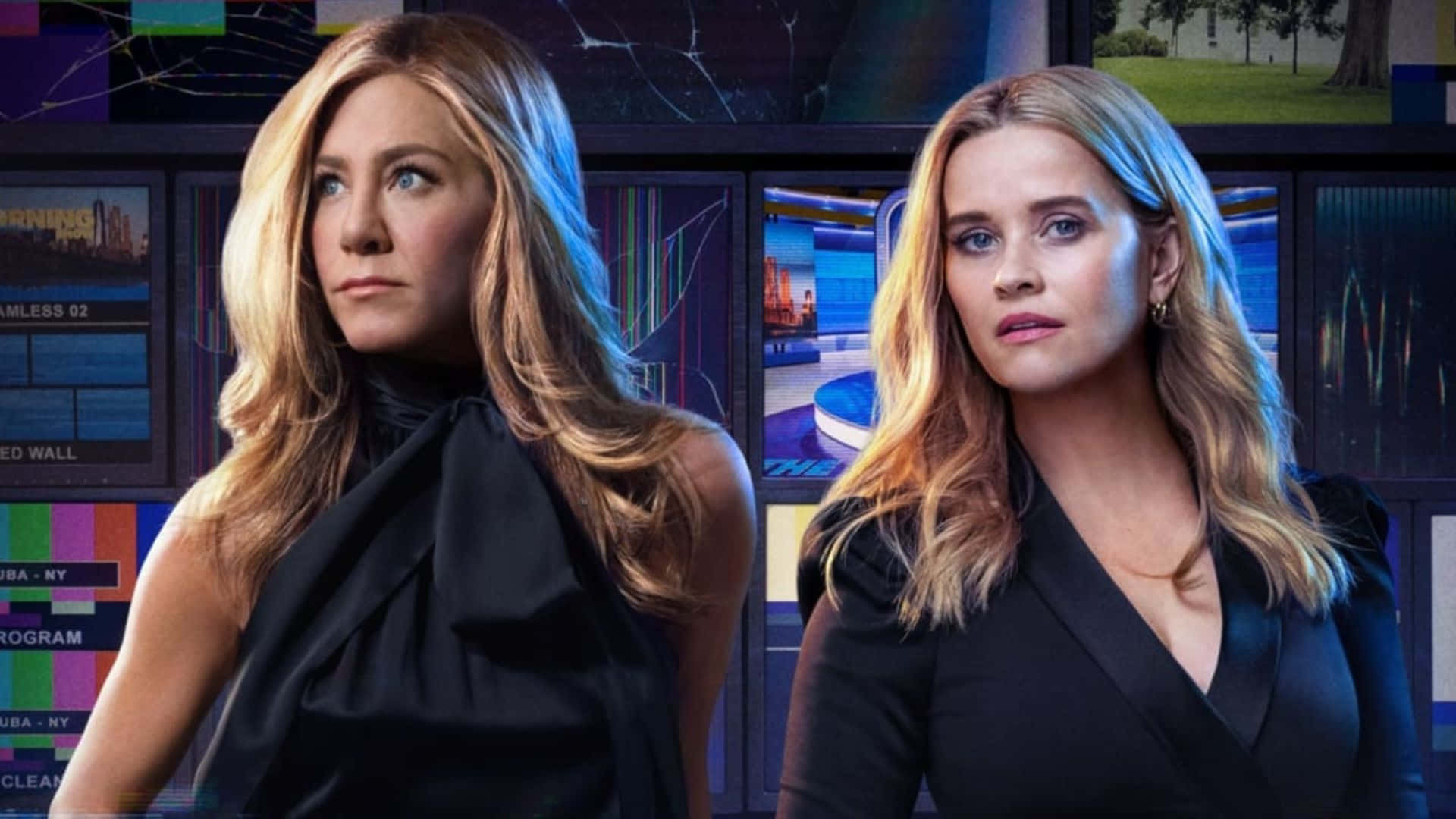 The Morning Show, black suits, glowing screens, Full HD Desktop Wallpaper