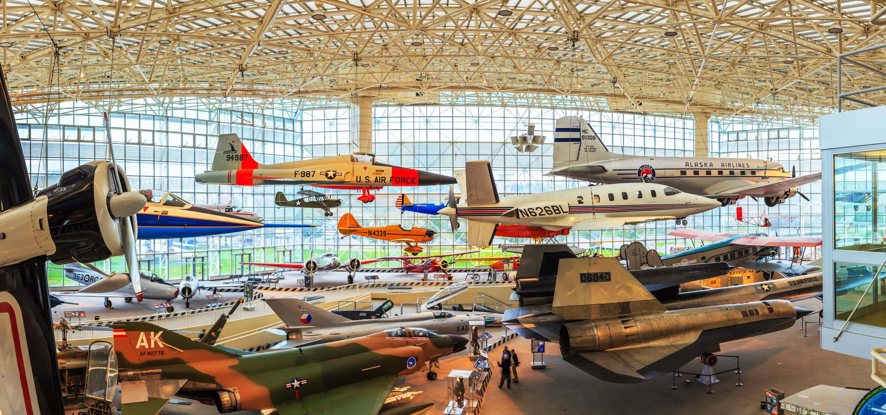 Museum Of Flight, aircraft exhibit, hangar view, 2K Desktop Wallpaper