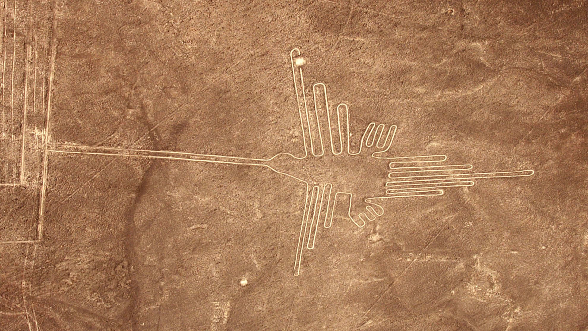 The Nazca Lines, hummingbird, aerial view, Full HD Desktop Wallpaper
