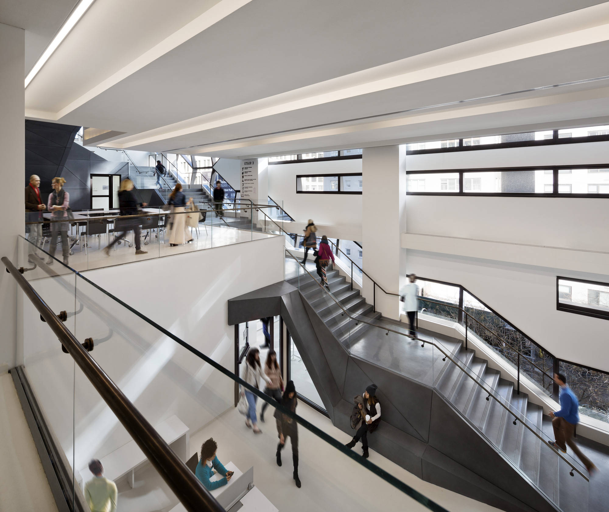 The New School, modern multi-level atrium, glass railings, Full HD Desktop Wallpaper
