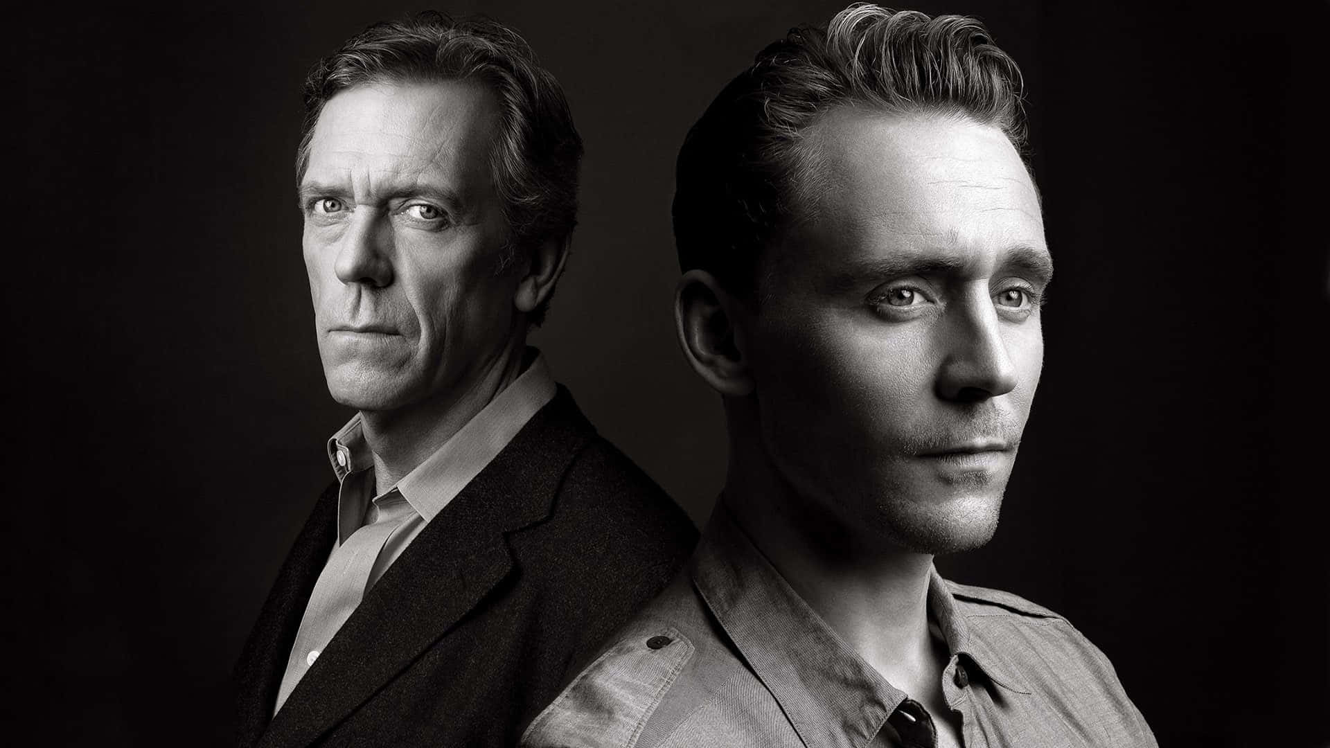 The Night Manager, black and white studio portraits, serious expressions, Full HD Desktop Wallpaper