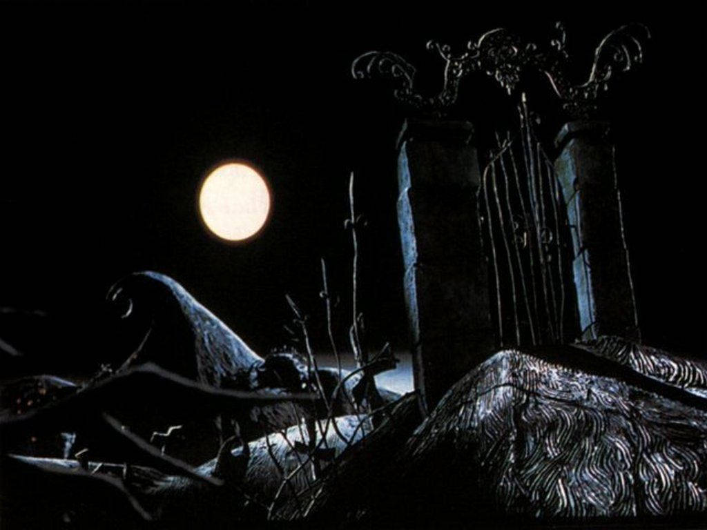 The Nightmare Before Christmas, graveyard, ornate gates, SD Desktop Wallpaper