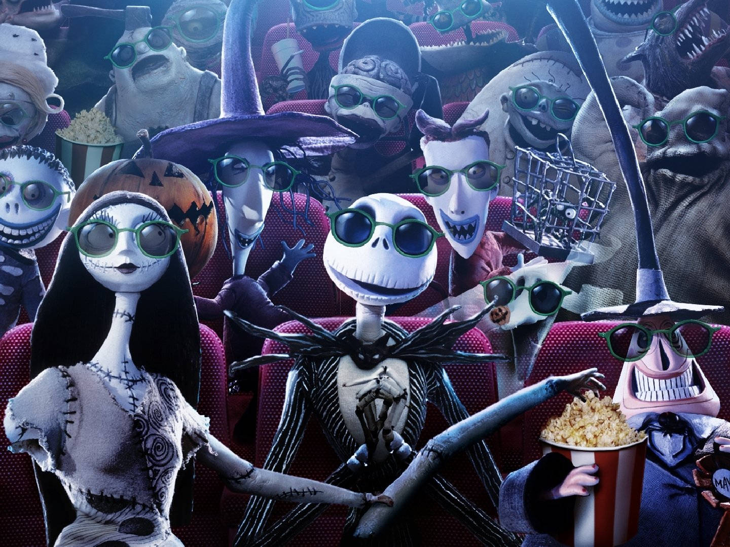 The Nightmare Before Christmas, Halloween characters, green-rimmed glasses, HD Desktop Wallpaper