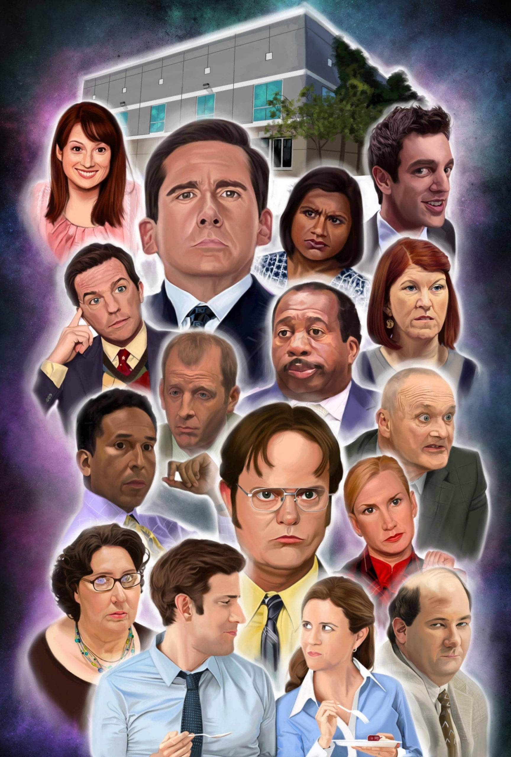 The Office, iPhone, cosmic purple background, 2K Phone Wallpaper
