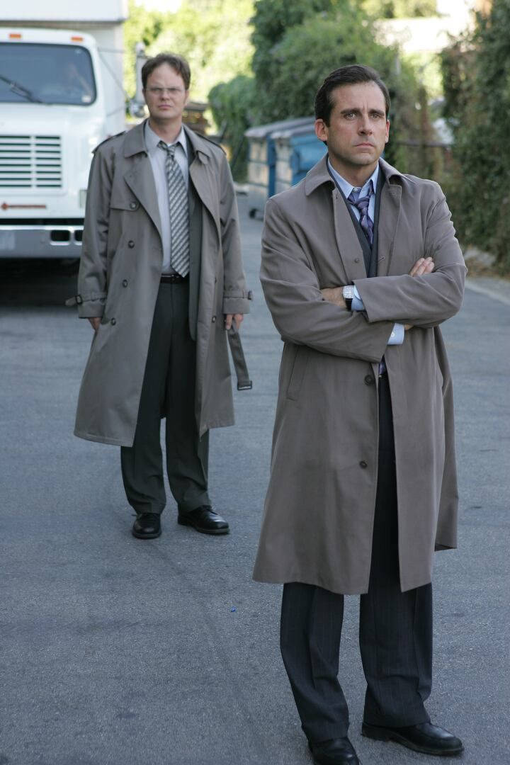 The Office, trench coats, gray trench coats, SD Phone Wallpaper