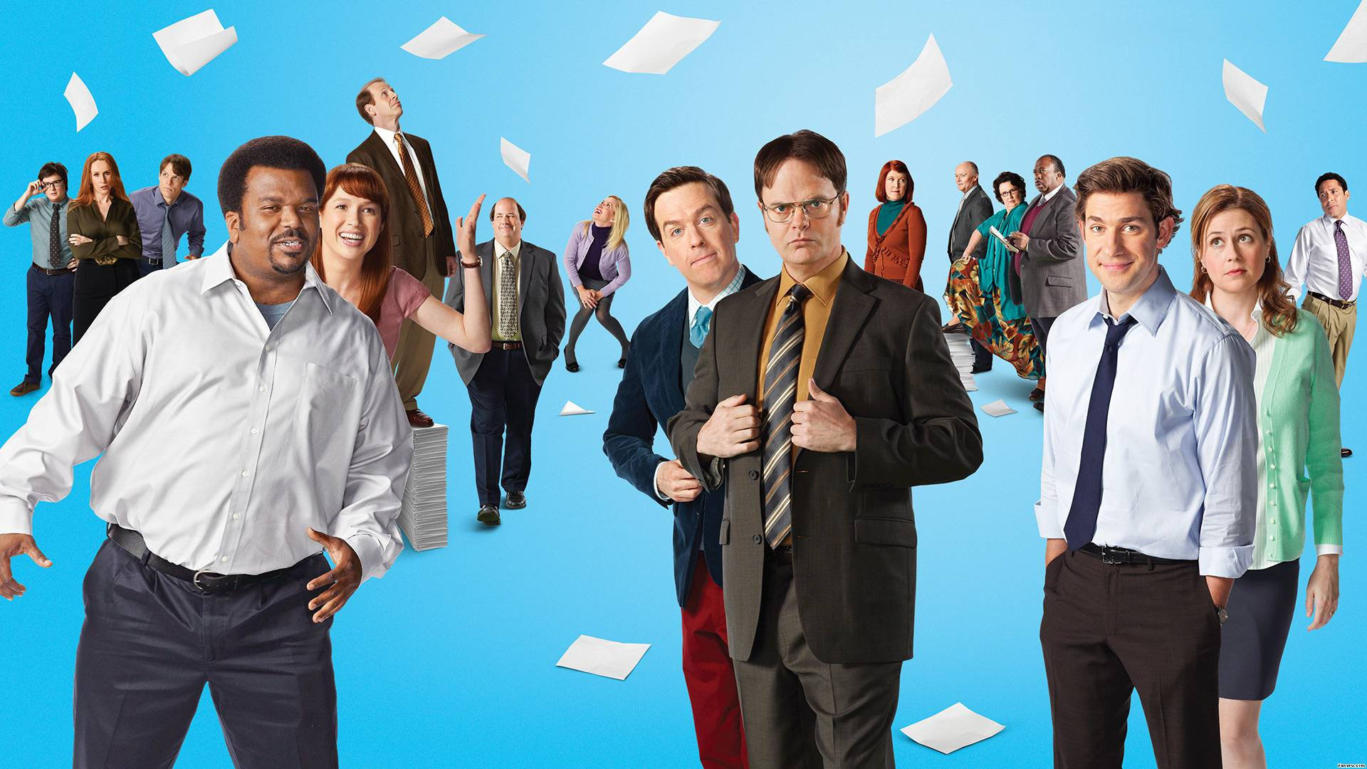 The Office, blue, office workers, Full HD Desktop Wallpaper